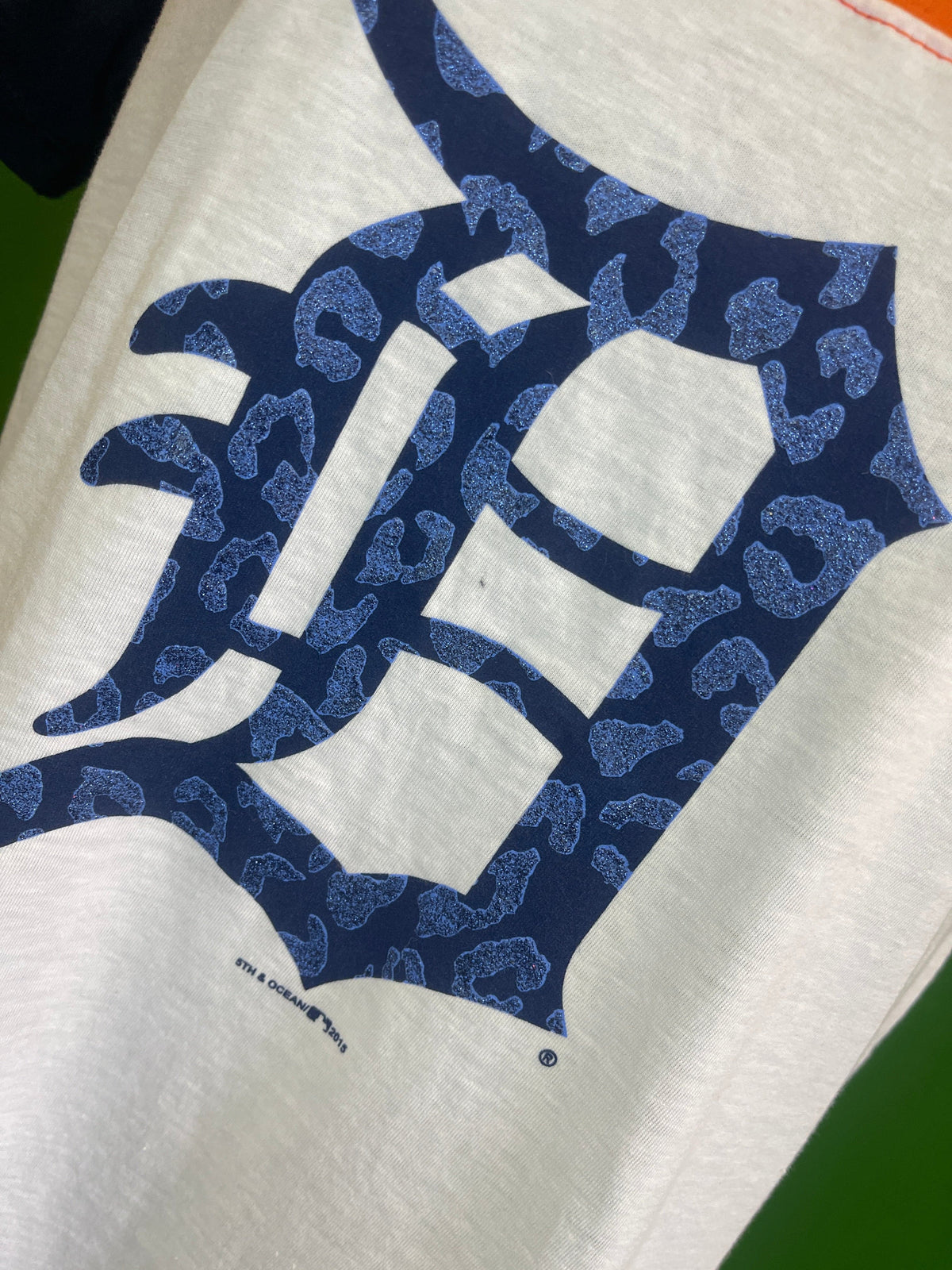 MLB Detroit Tigers Sparkly Leopard Print Logo T-Shirt Women's Medium NWT