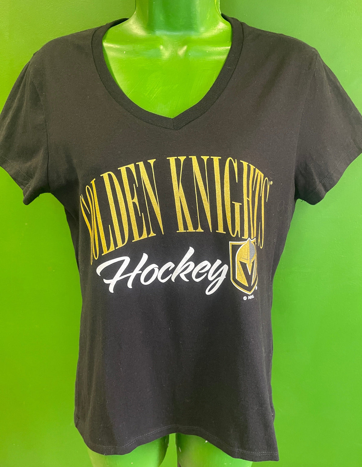 NHL Vegas Golden Knights Black V-Neck T-Shirt Women's Large NWT