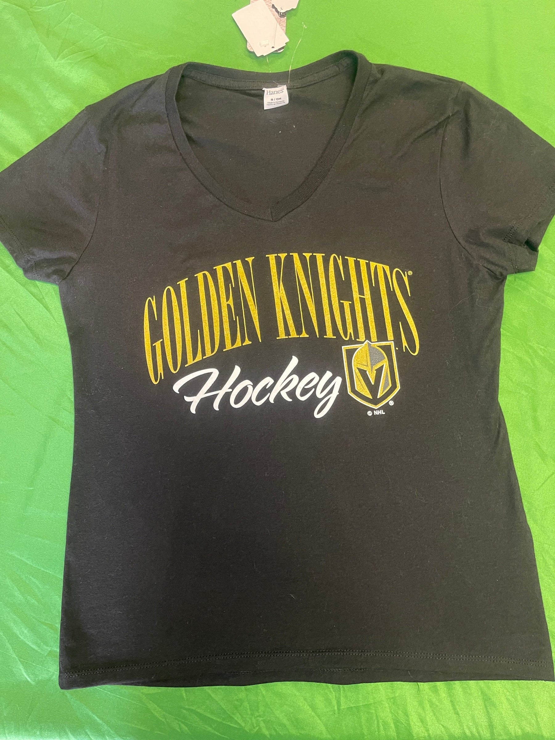 NHL Vegas Golden Knights Black V-Neck T-Shirt Women's Small NWT
