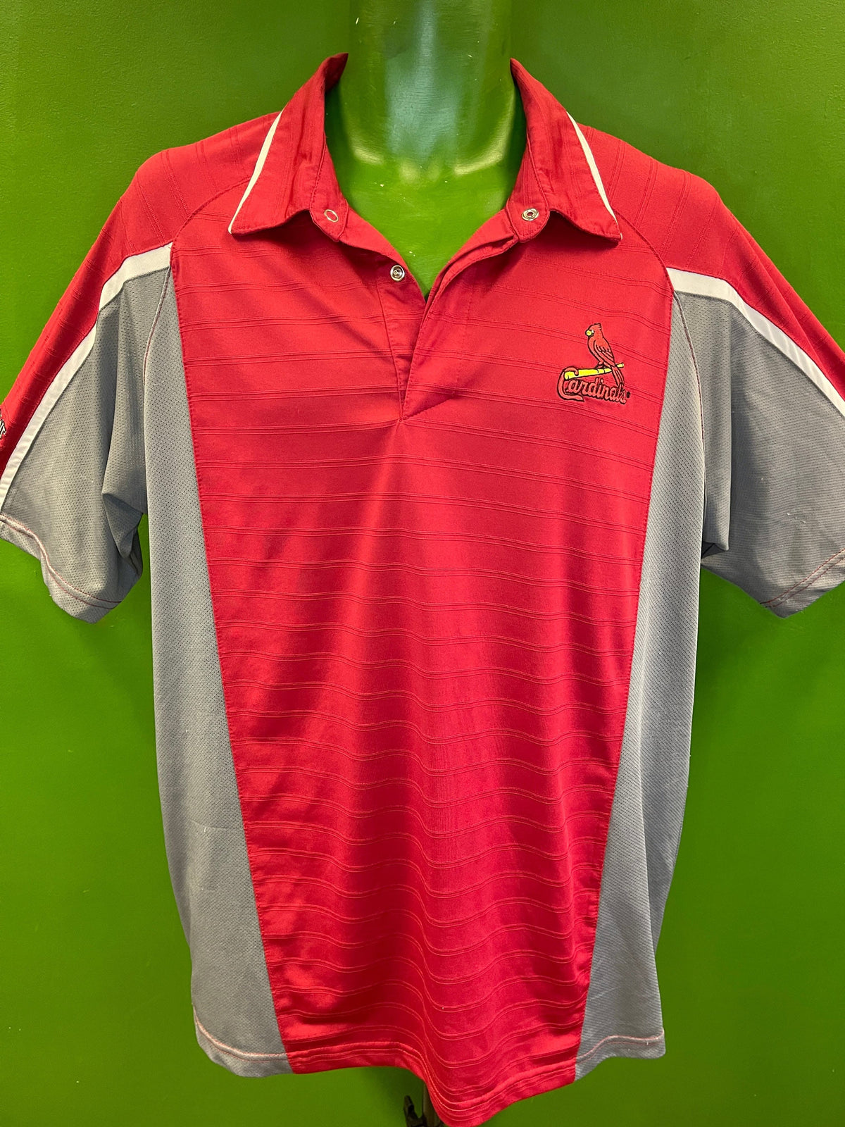 MLB St. Louis Cardinals Striped "Event Staff" Golf Polo Shirt Men's Large