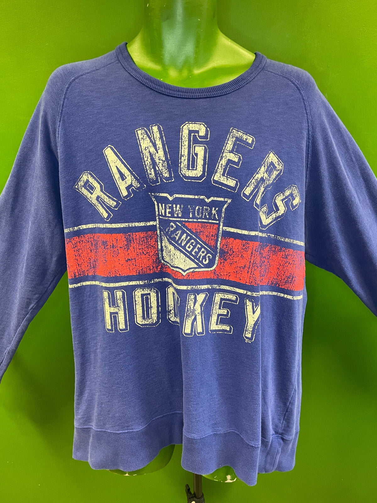 NHL New York Rangers GIII Distressed Design Pullover Sweatshirt Men's Large