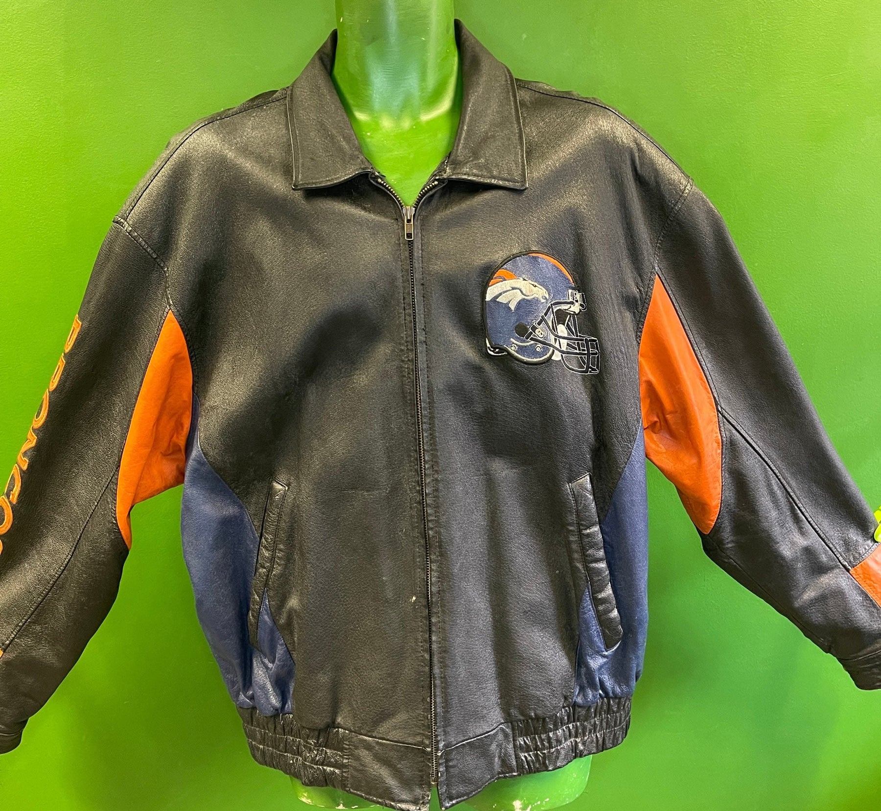 NFL Denver Broncos GIII Vintage 100% Leather Jacket Men's X-Large