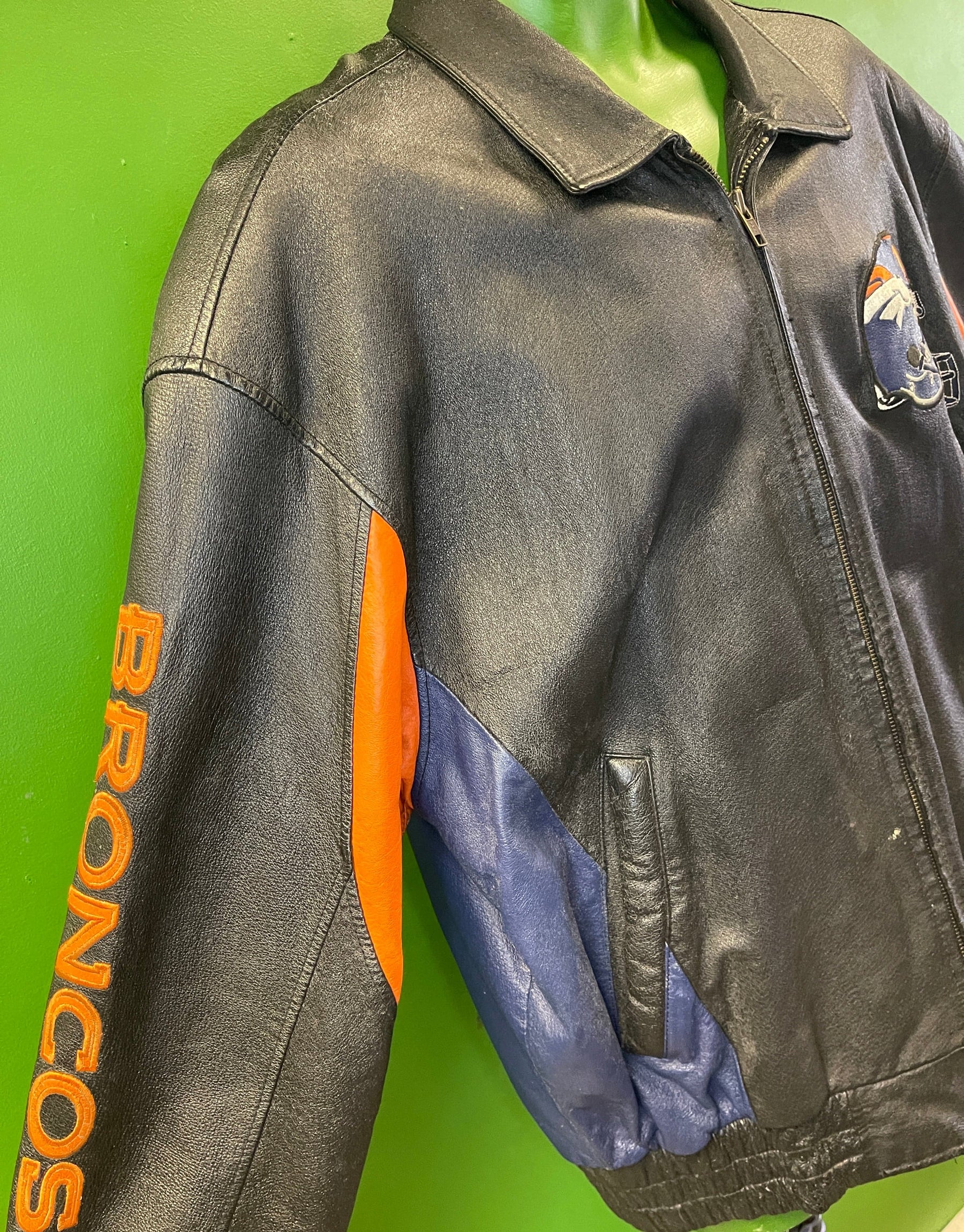 NFL Denver Broncos GIII Vintage 100% Leather Jacket Men's X-Large