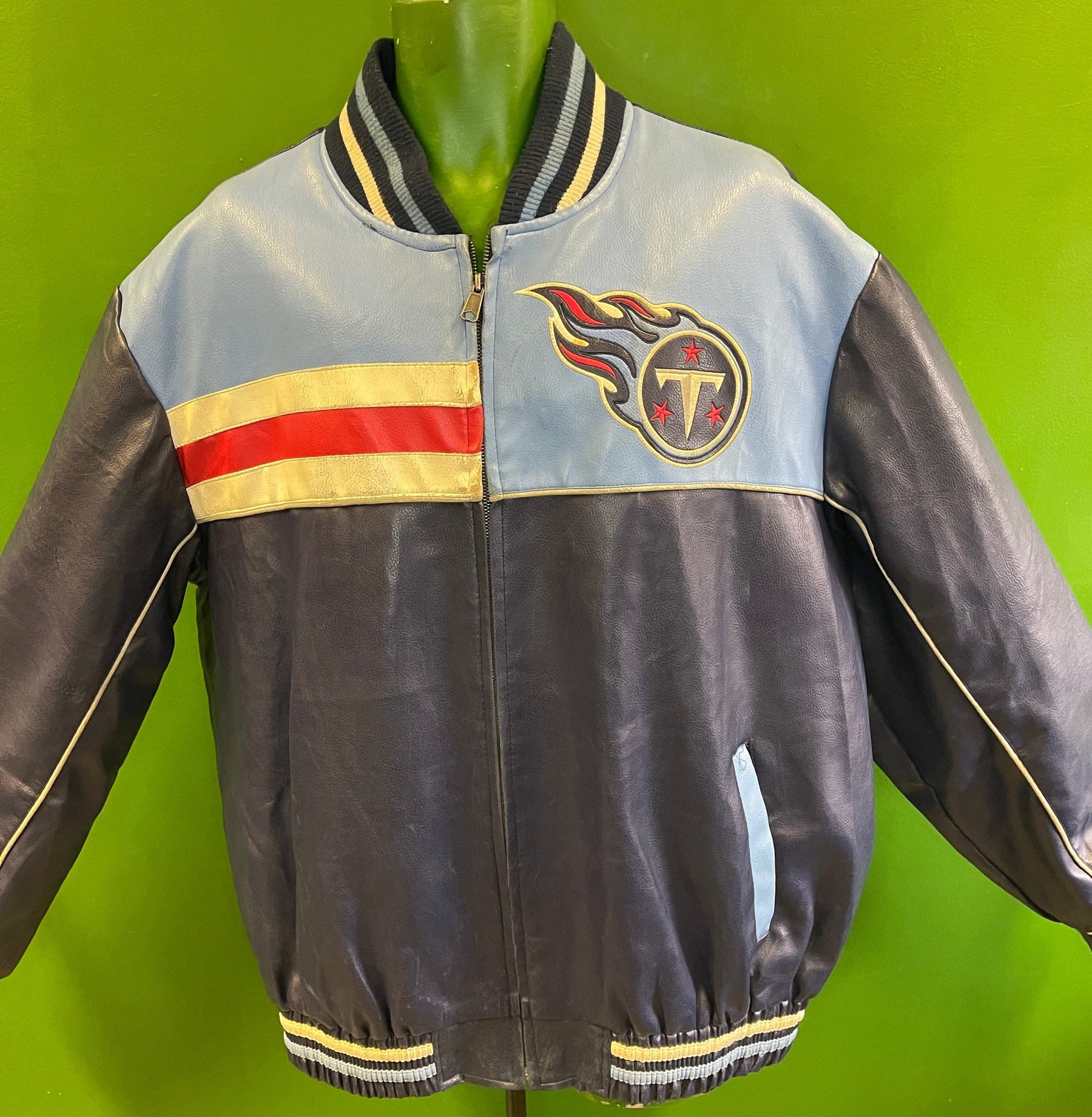 NFL Tennessee Titans GIII Vintage Faux-Leather Bomber Jacket Men's X-Large