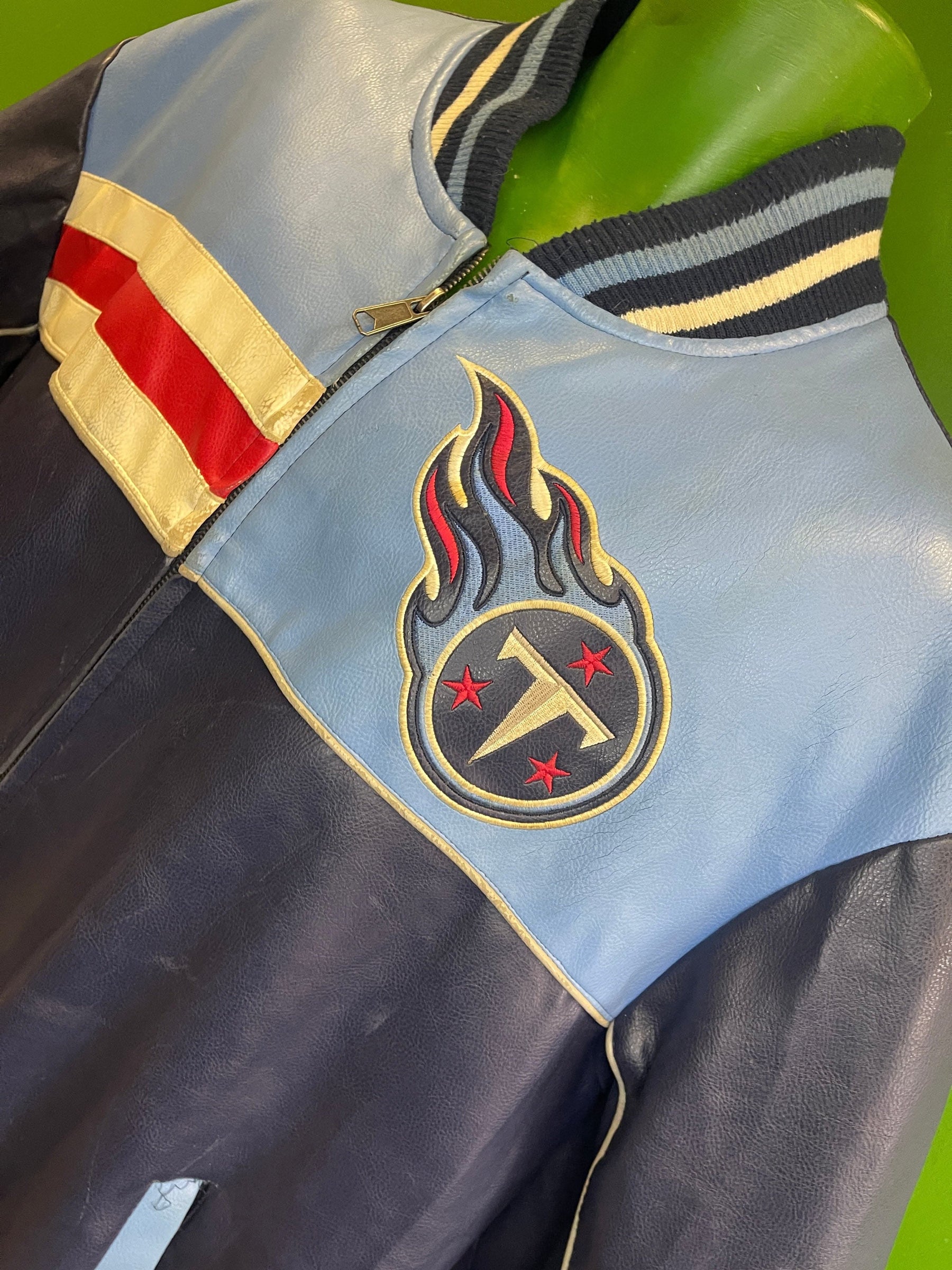 NFL Tennessee Titans GIII Vintage Faux-Leather Bomber Jacket Men's X-Large