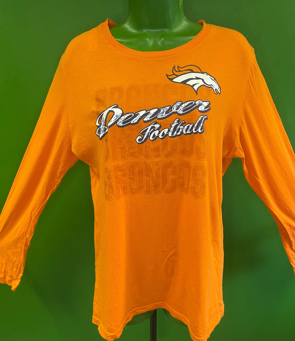 NFL Denver Broncos Orange Stylised L/S T-Shirt Women's X-Large