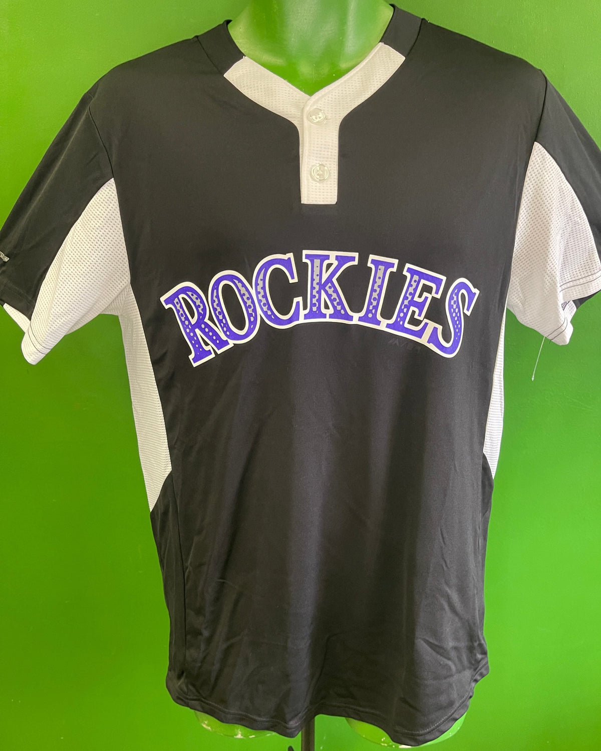 MLB Colorado Rockies Majestic Buttoned Baseball Top Men's Small NWOT