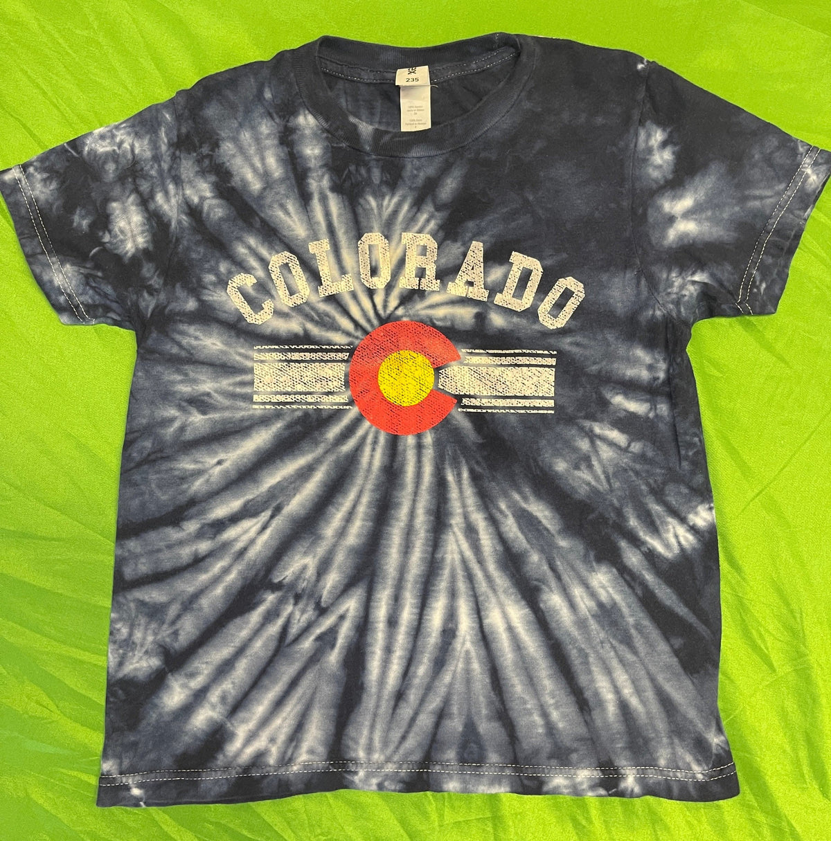 Colorado Flag Tie-Dye 100% Cotton T-Shirt Youth Small 8