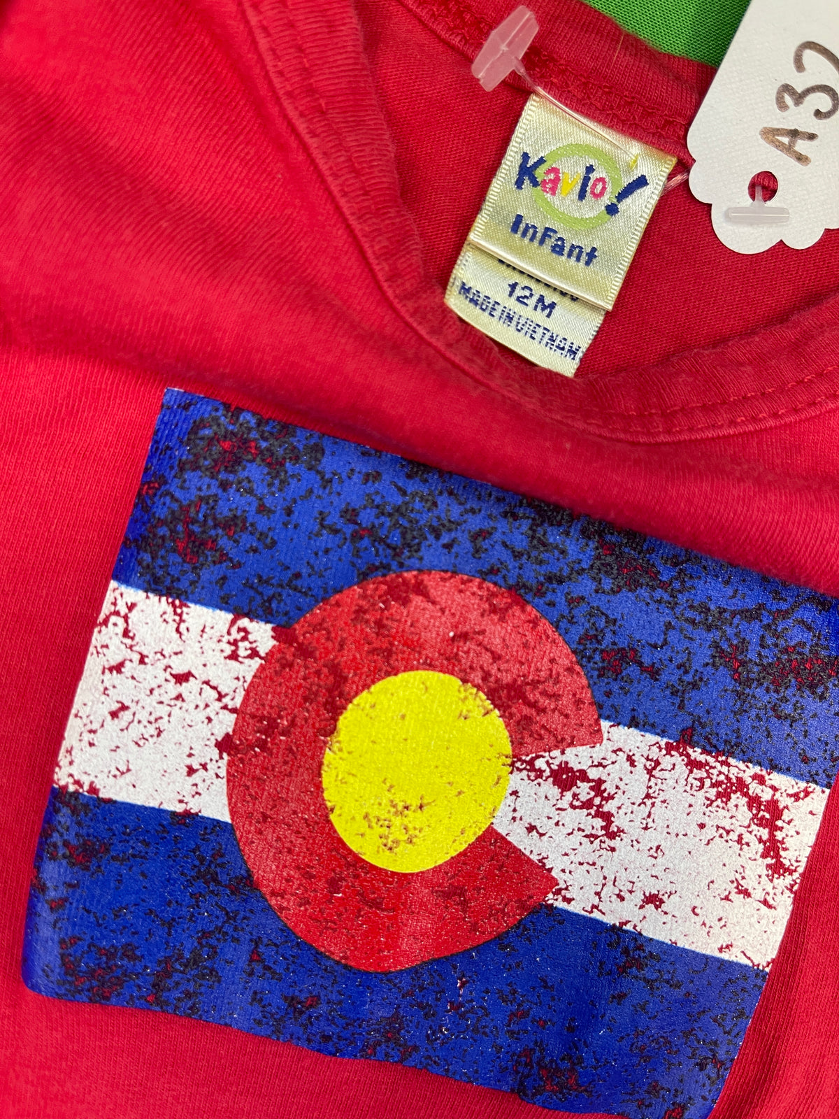 Colorado State Flag Red 100% Cotton Bodysuit/Vest Infant Baby 12 Months