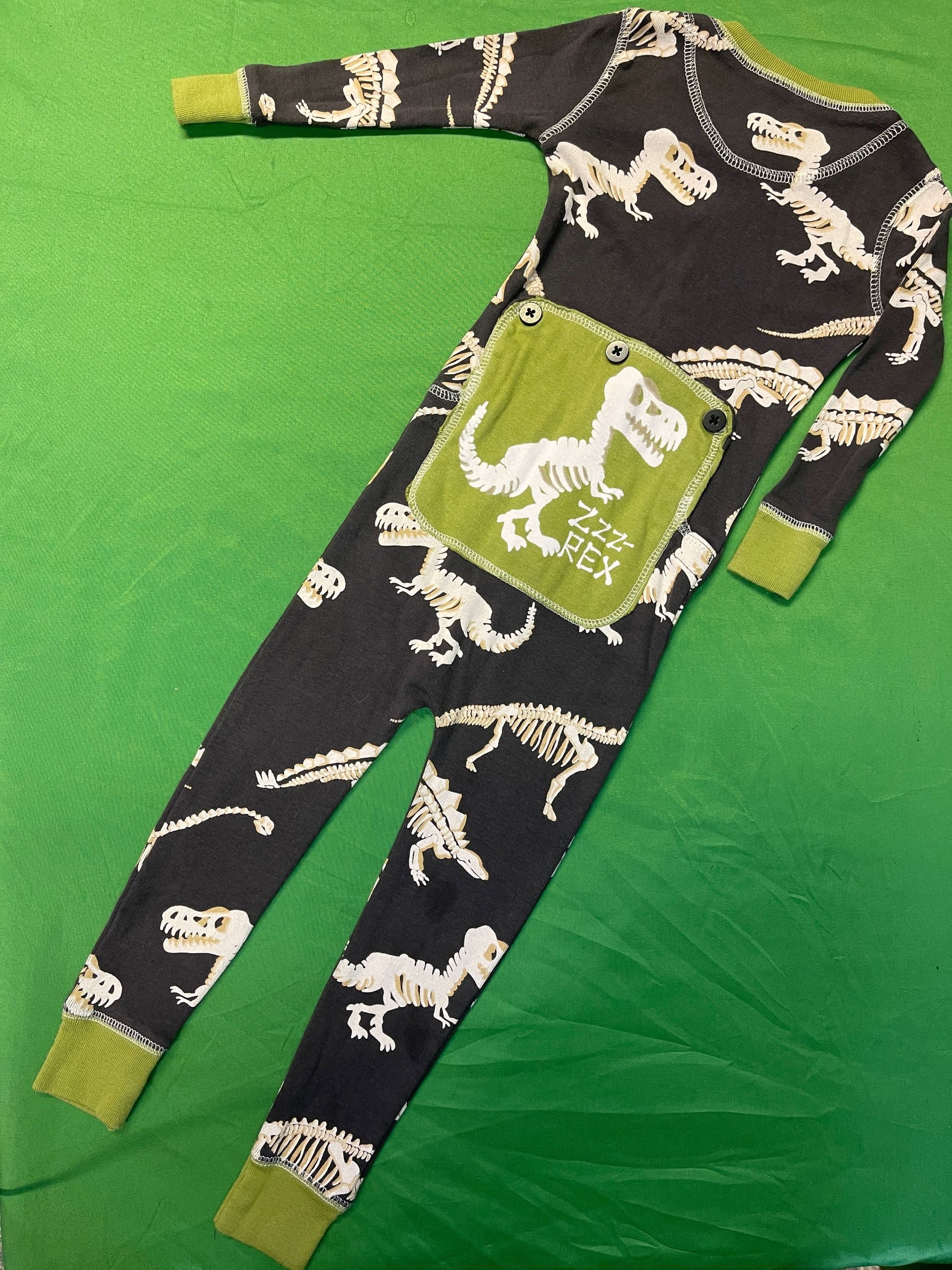 Dinosaur Fossil 100% Cotton Button-Up L/S Romper Toddler 2T