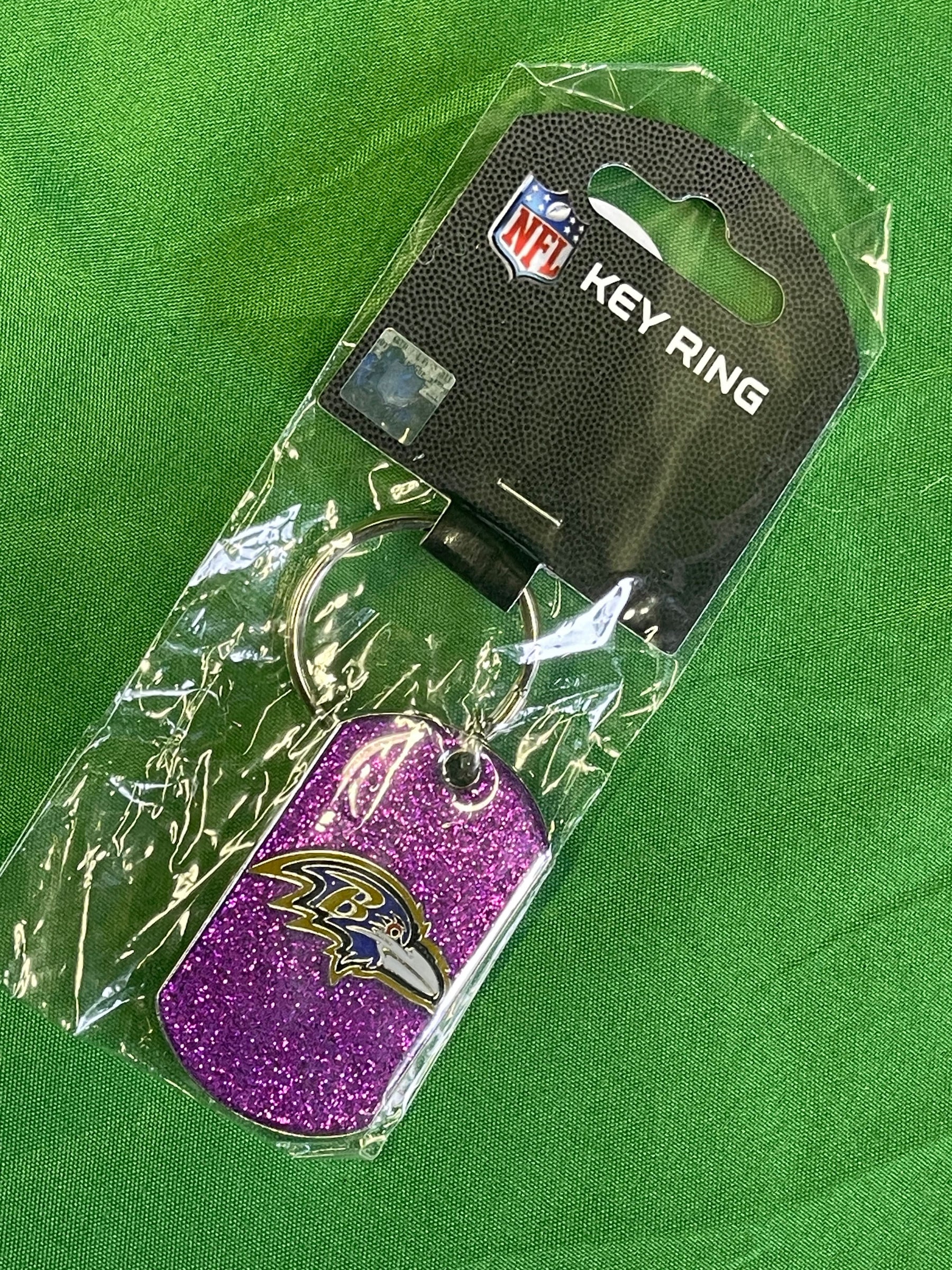 NFL Baltimore Ravens Glitter Sparkly Keychain Key Ring w/Clip NWT