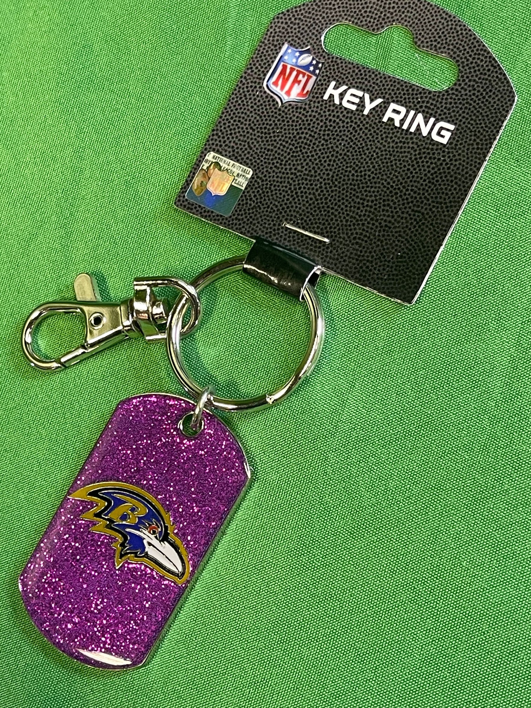 NFL Baltimore Ravens Glitter Sparkly Keychain Key Ring w/Clip NWT