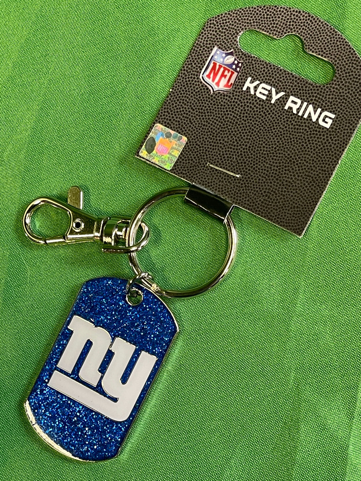 NFL New York Giants Glitter Sparkly Keychain Key Ring w/Clip NWT