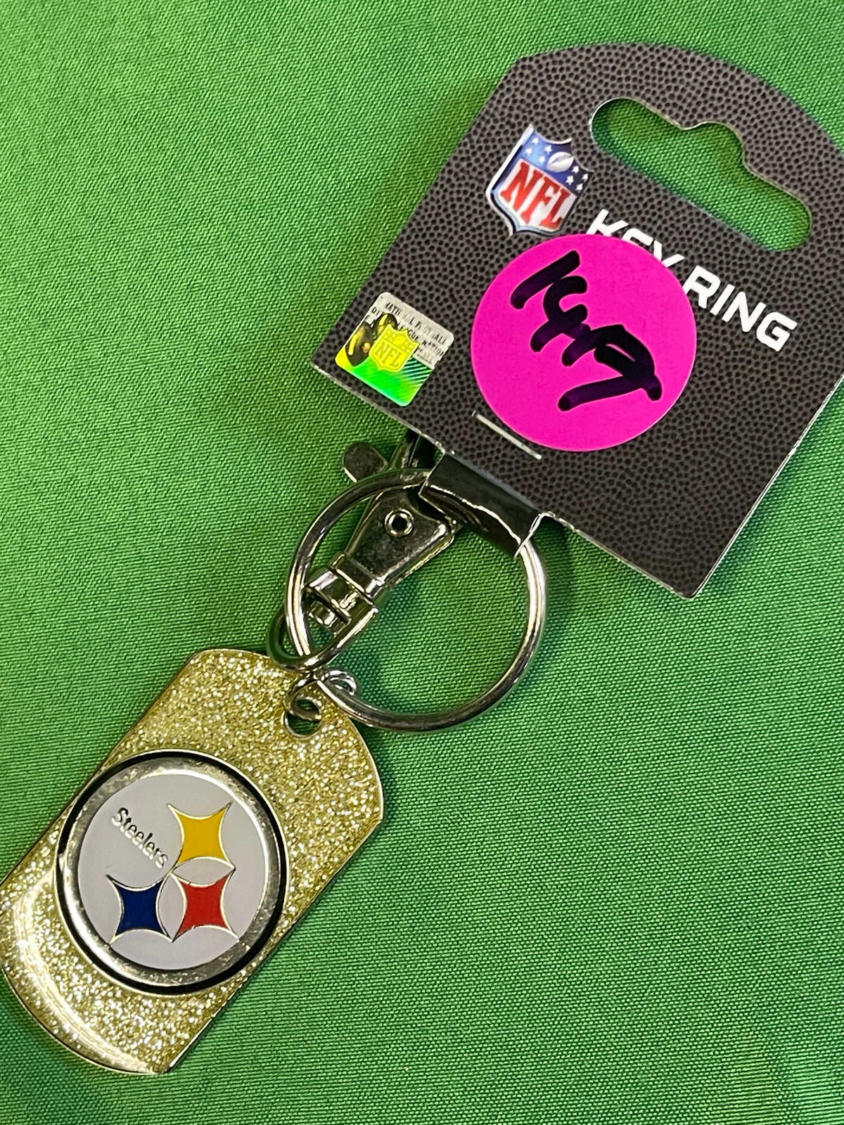 NFL Pittsburgh Steelers Glitter Sparkly Keychain Key Ring w/Clip NWT