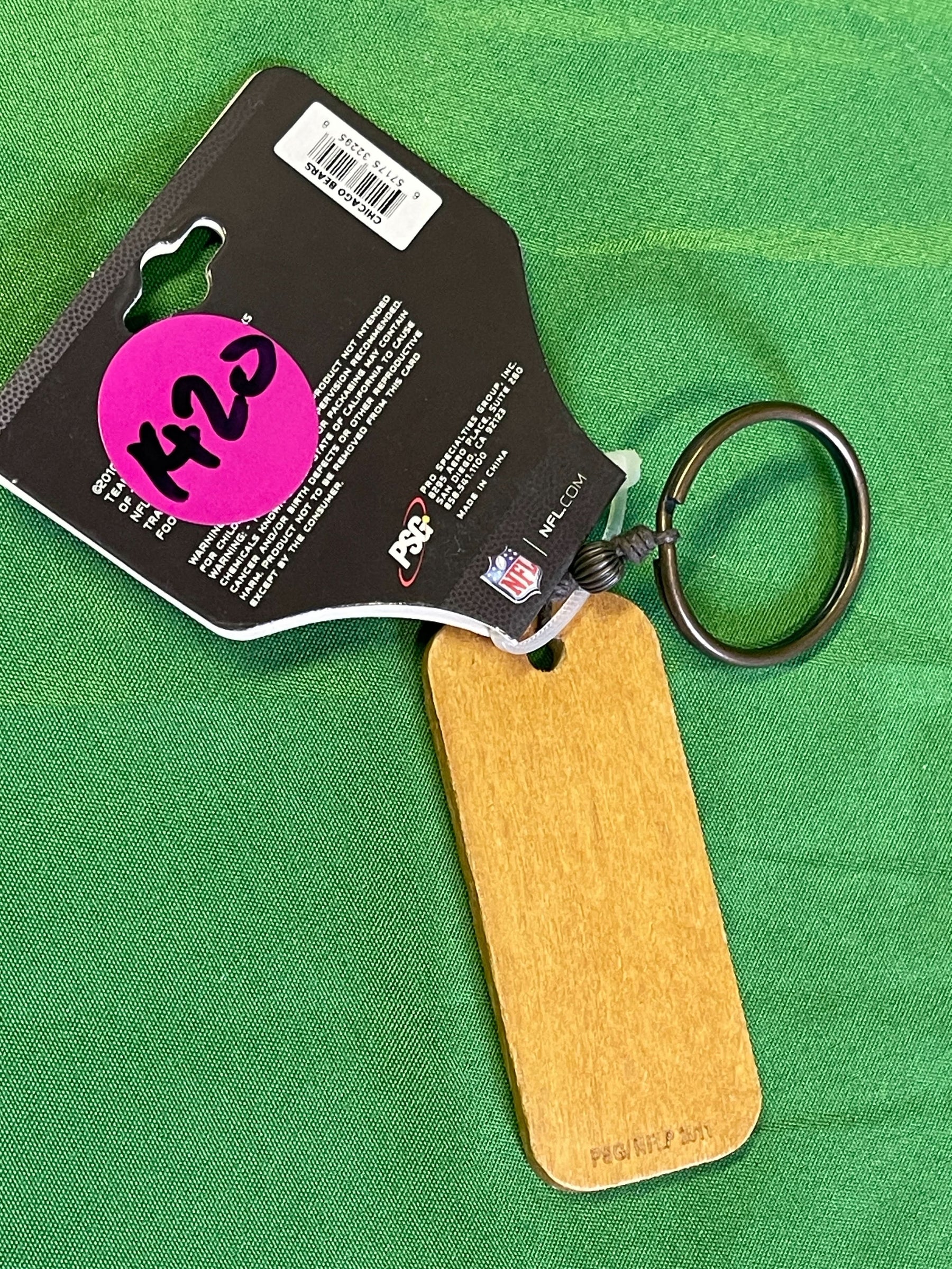 NFL Chicago Bears Wooden Engraved Keychain Key Ring NWT