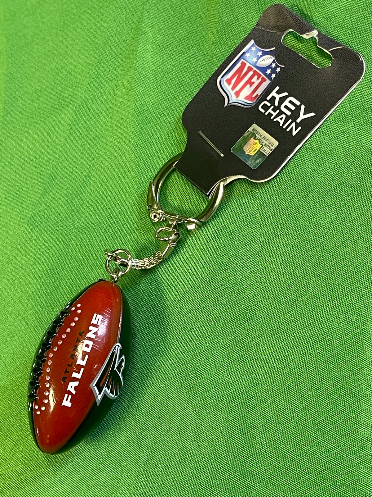 NFL Atlanta Falcons Football Shaped Keychain Key Ring NWT