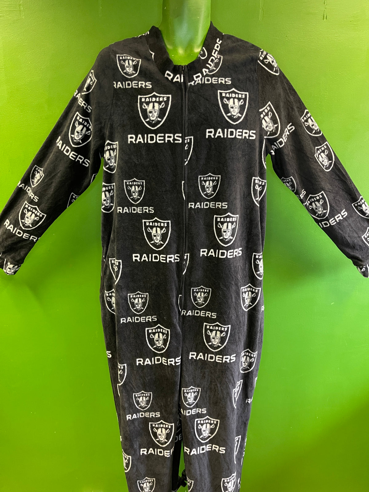 NFL Las Vegas Raiders Fleece Full-Zip L/S Footed Onesie Pyjamas Men's Small