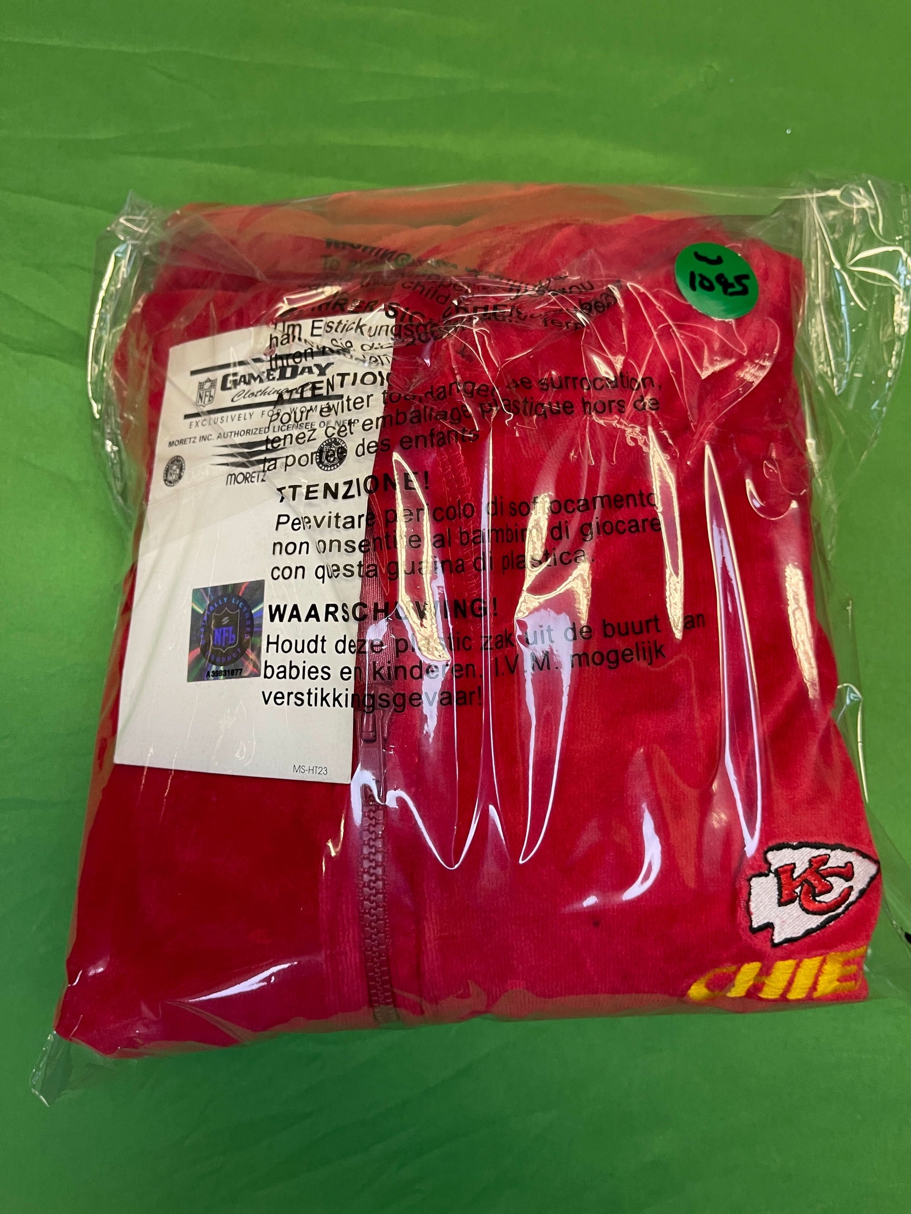 NFL Kansas City Chiefs Vintage Velvet Full-Zip Hoodie Women's Large NWT