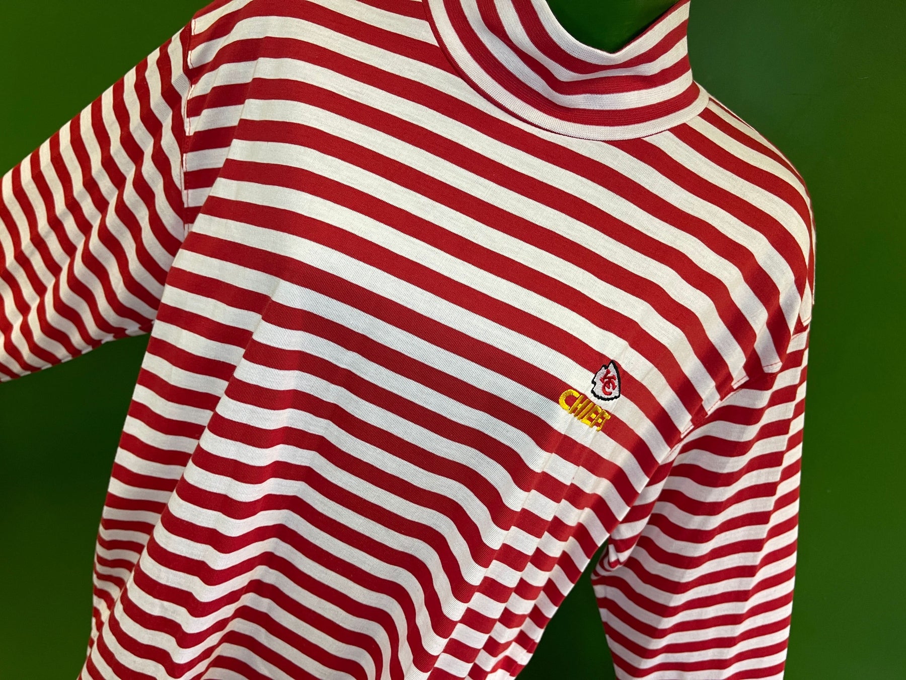 NFL Kansas City Chiefs Vintage Striped L/S Turtle Neck Women's Large NWT