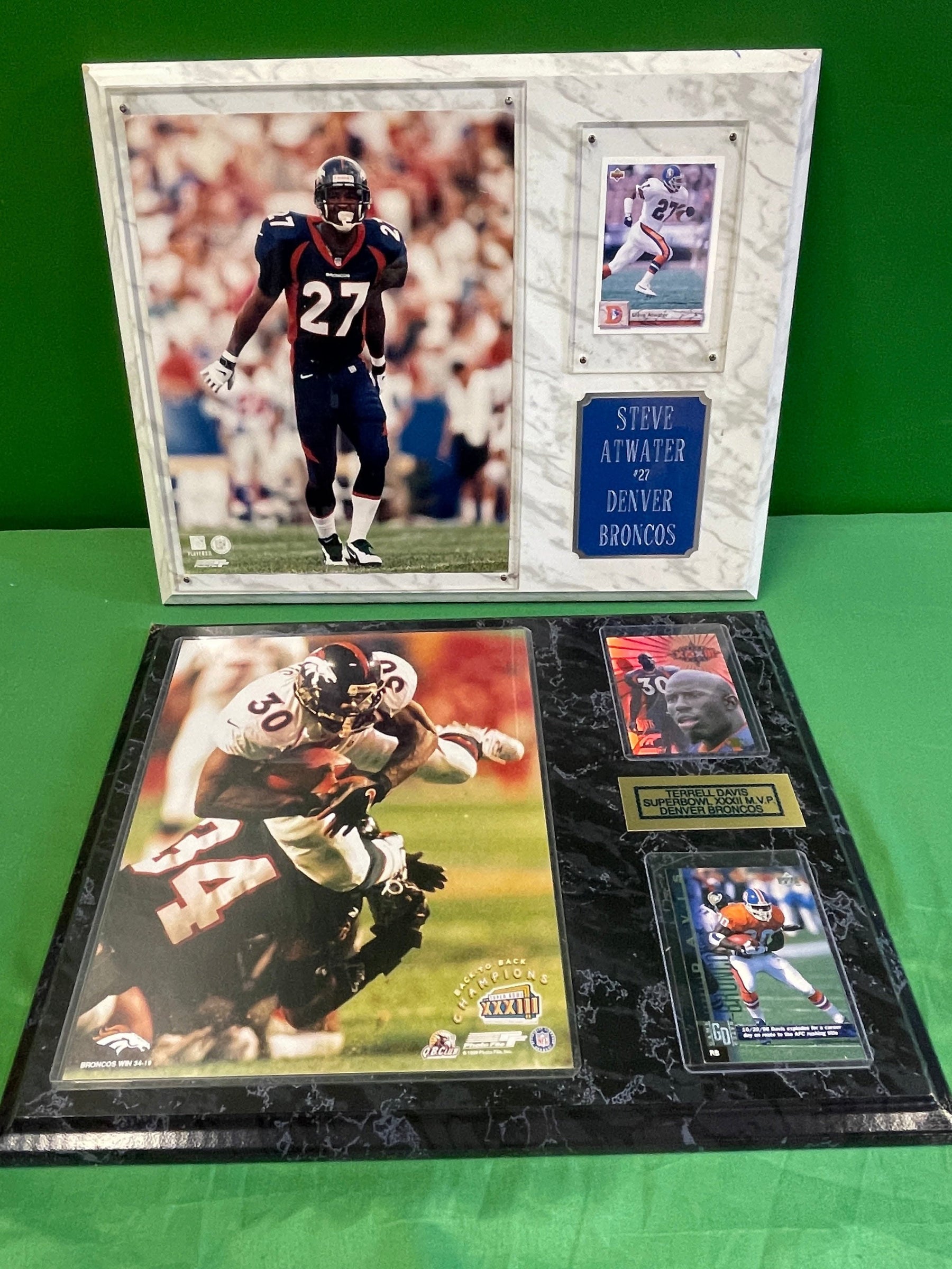 NFL Denver Broncos Terrell Davis #30 Steve Atwater #27 Lot of 2 Plaques