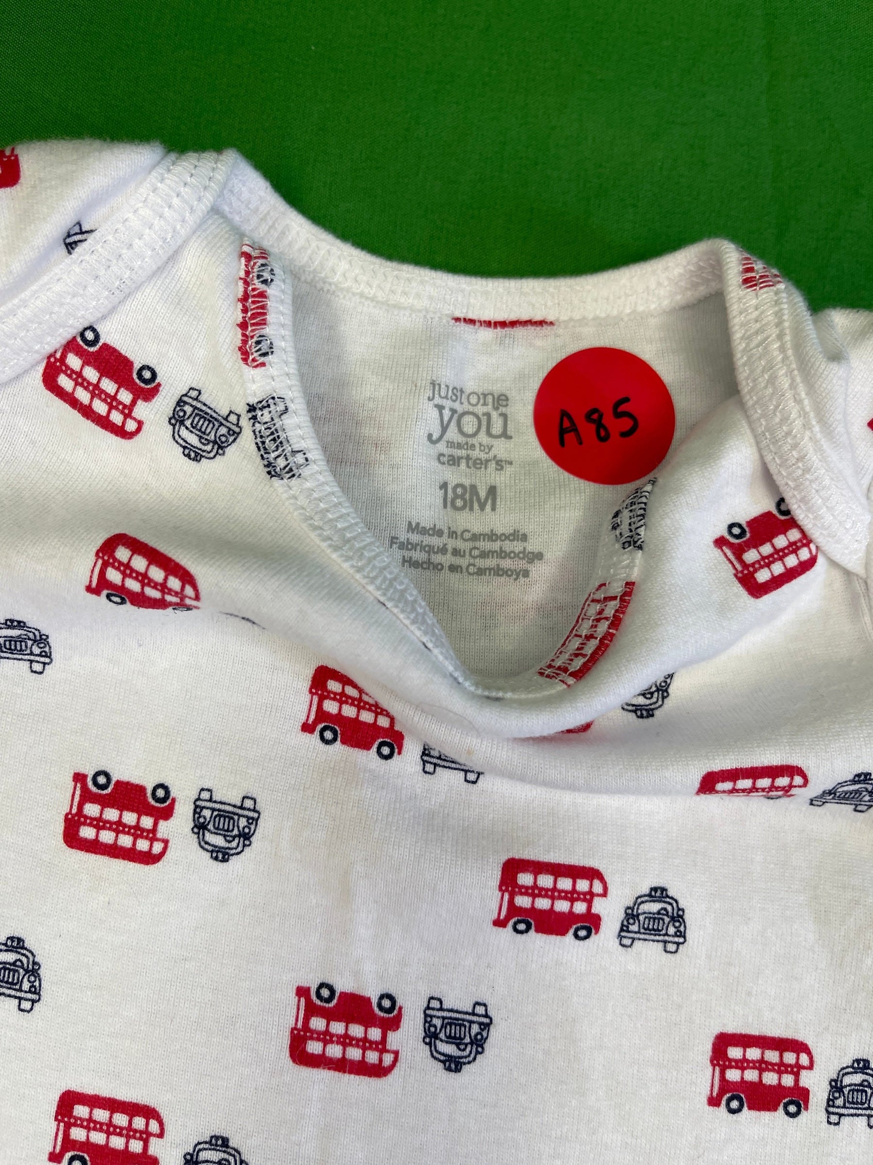 London Bus & Black Cab Pattern Bodysuit/Vest Infant Toddler 18 Months