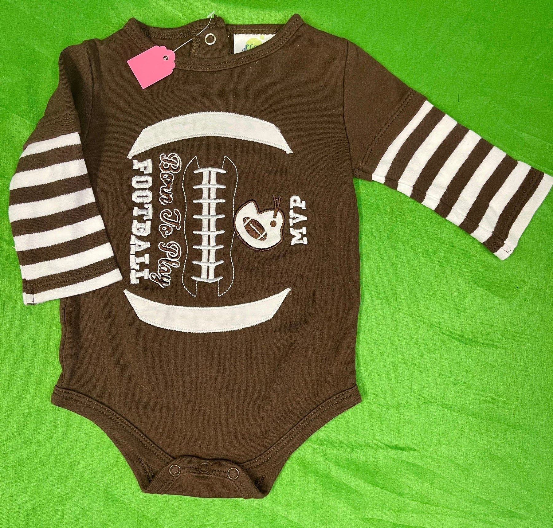 American Football Pigskin Style L/S Bodysuit/Vest Infant 9 Months