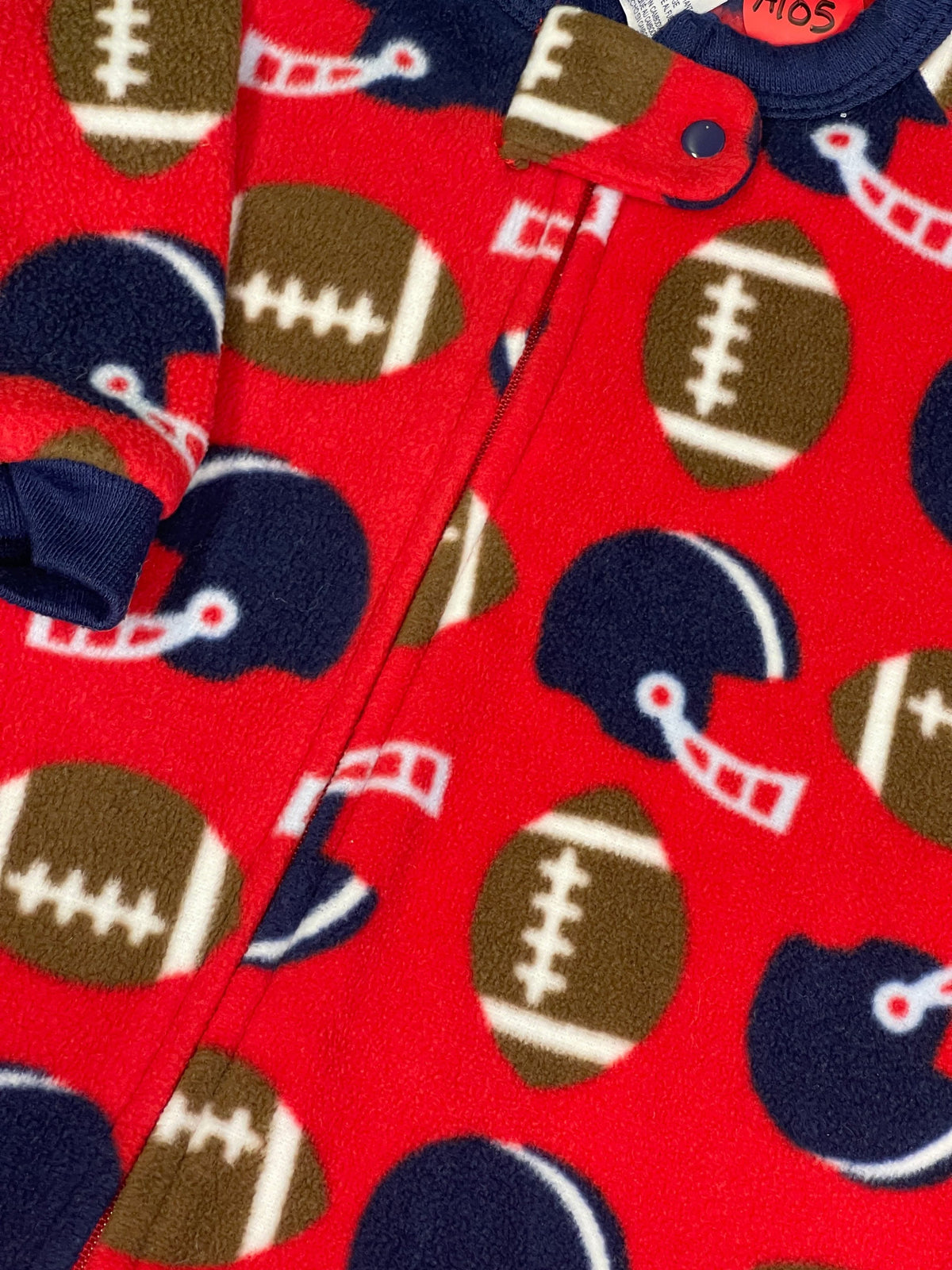 American Football Fleece L/S Footed Sleepsuit Infant Toddler 12 Months