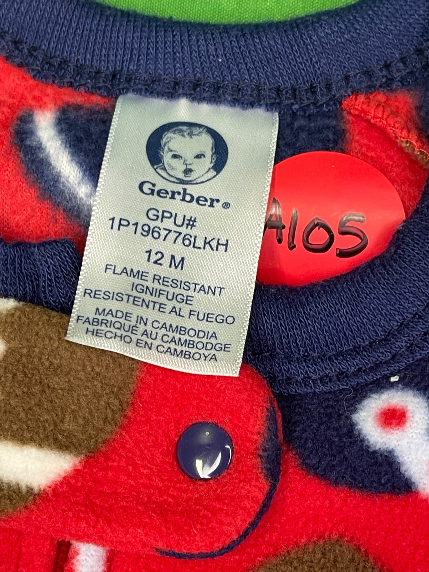 American Football Fleece L/S Footed Sleepsuit Infant Toddler 12 Months