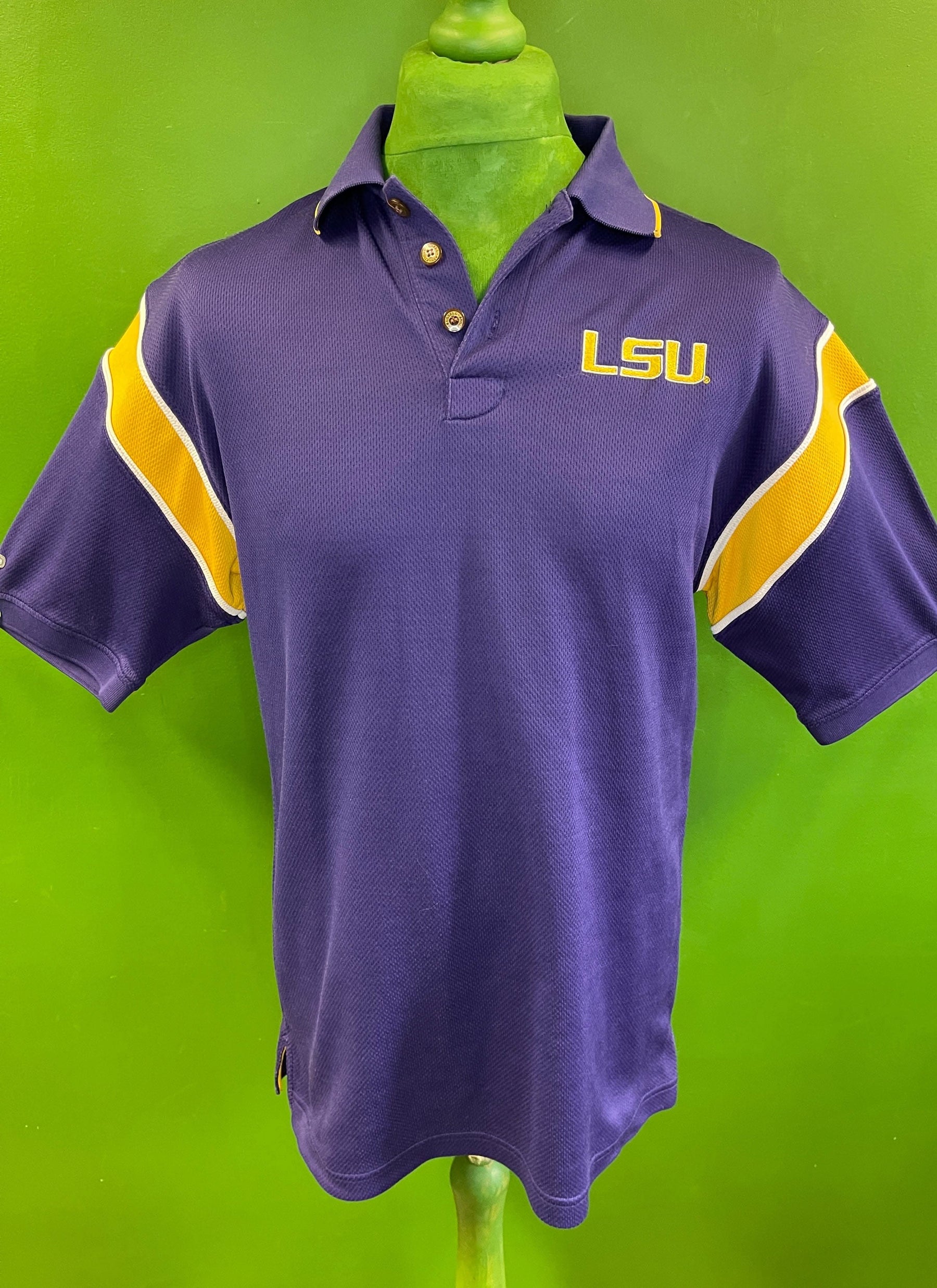 NCAA Louisiana State LSU Tigers Russell Textured Golf Polo Shirt Men's Medium