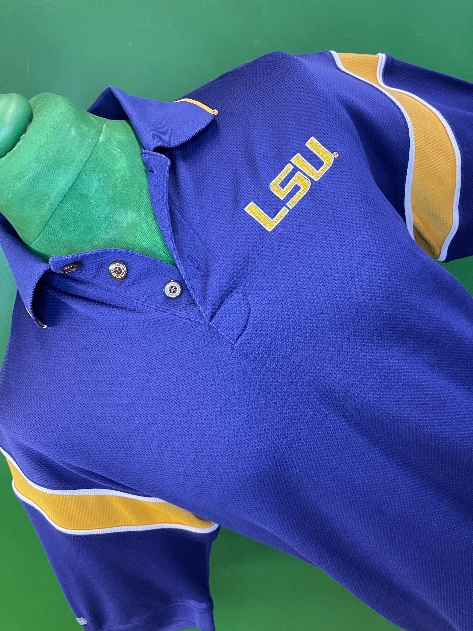 NCAA Louisiana State LSU Tigers Russell Textured Golf Polo Shirt Men's Medium