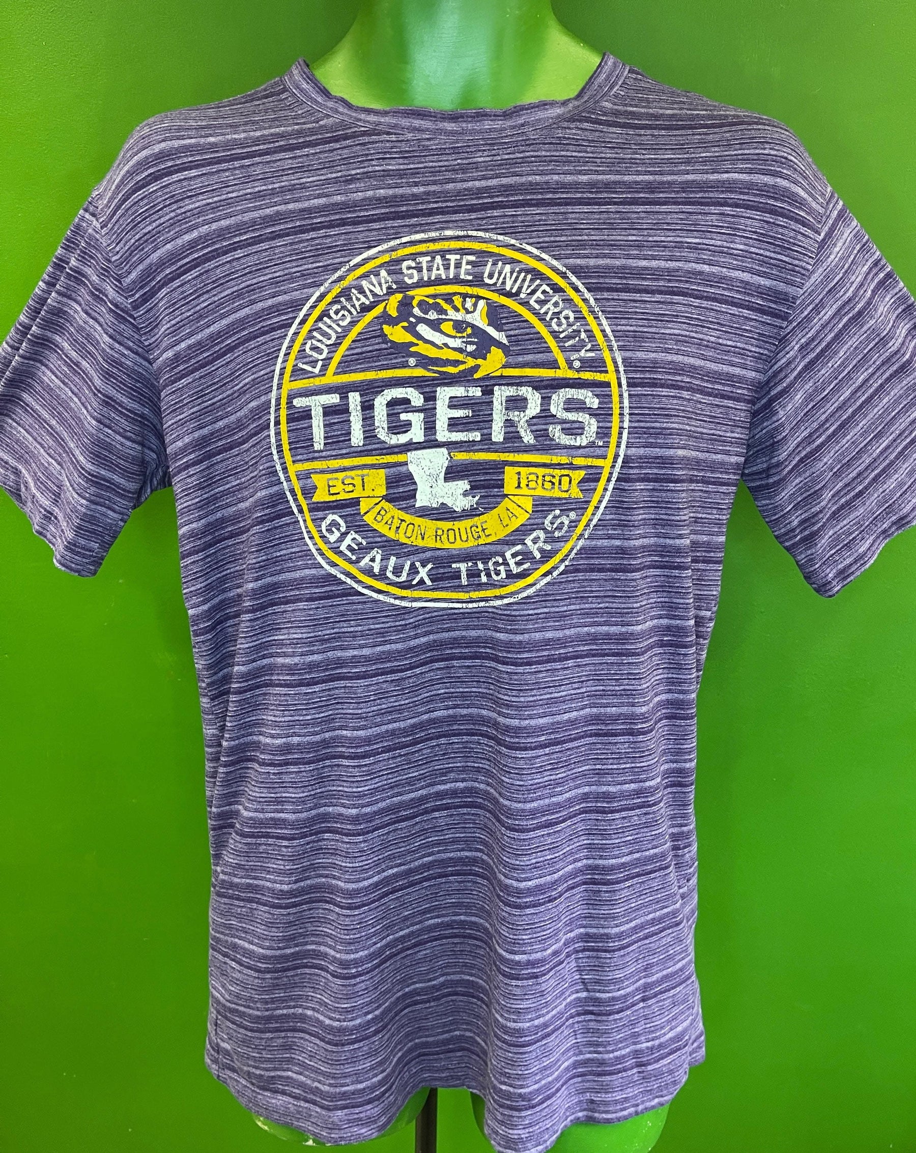 NCAA Louisiana State LSU Tigers Russell Striped Purple T-Shirt Men's Medium