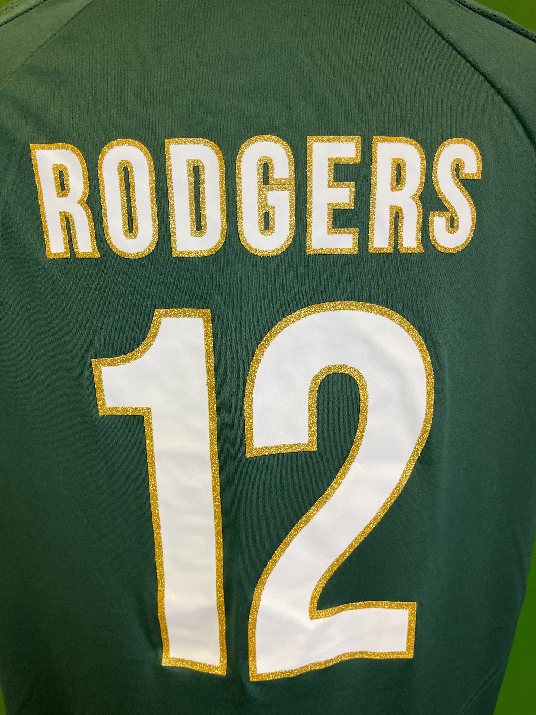 NFL Green Bay Packers Rodgers #12 Lace Up Jersey Style Top Women's X-Large