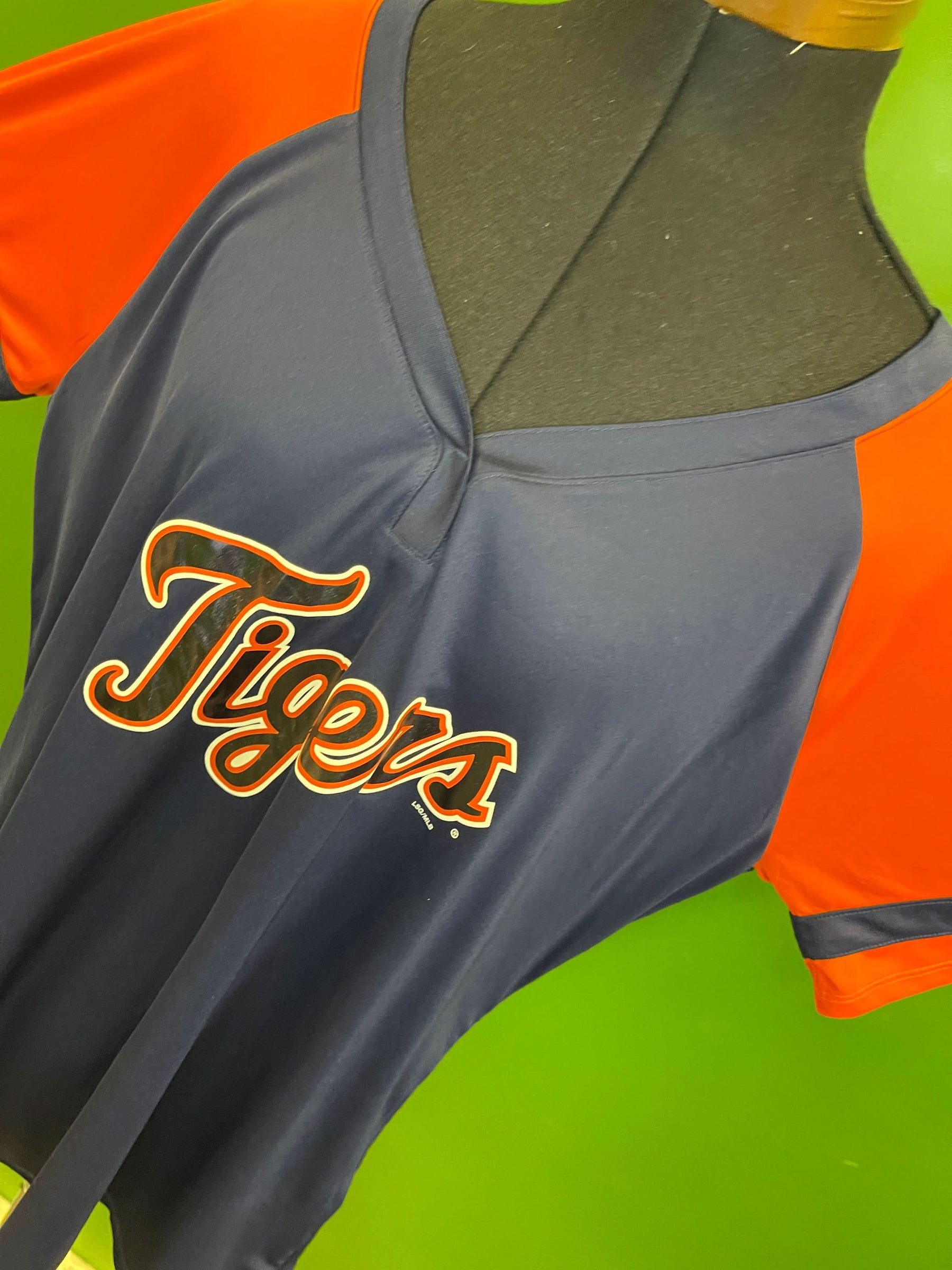 MLB Detroit Tigers Sparkly Logo Jersey Top Women's 2X-Large