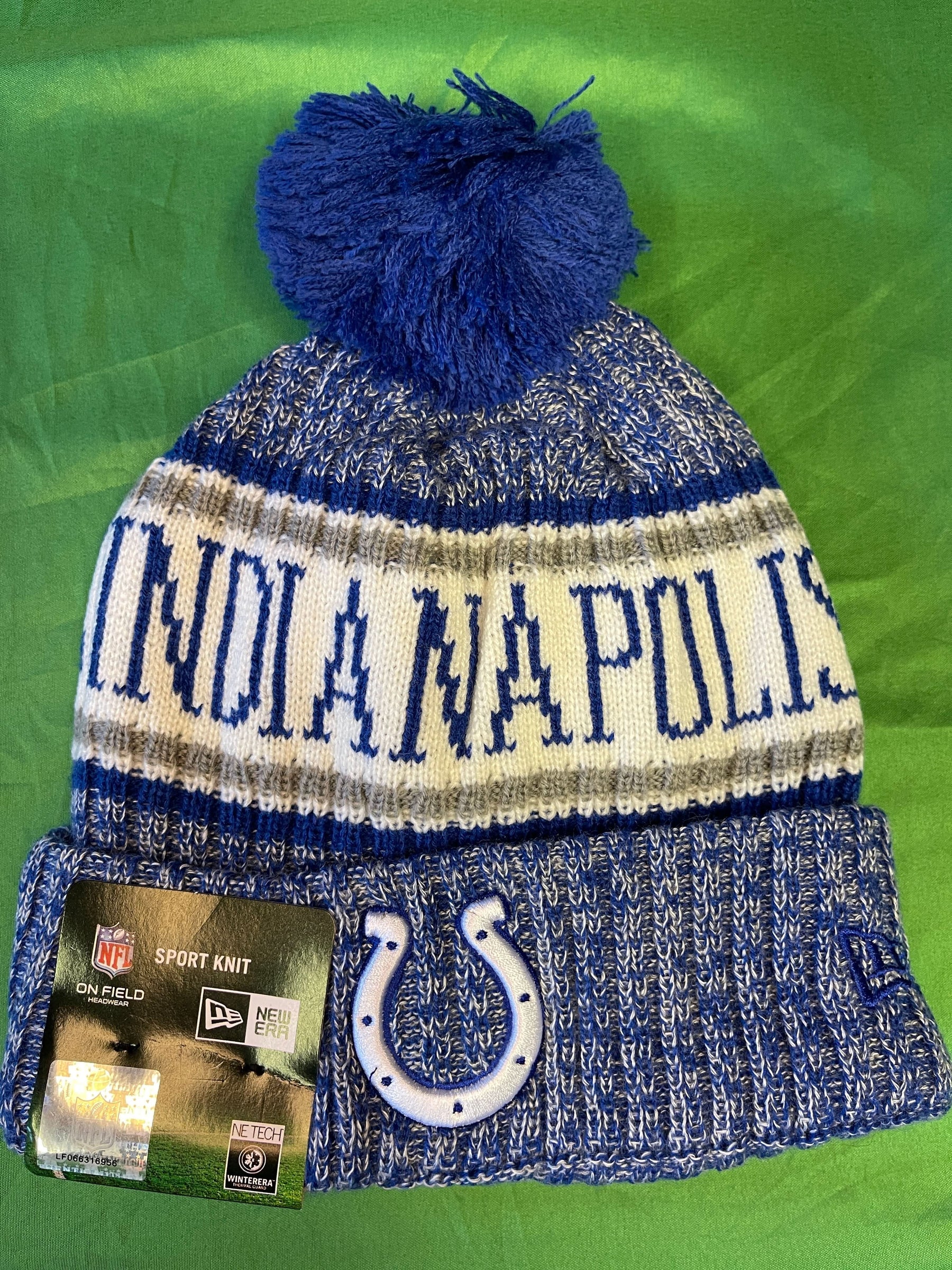 NFL Indianapolis Colts New Era On Field Woolly Bobble Hat OSFM NWT