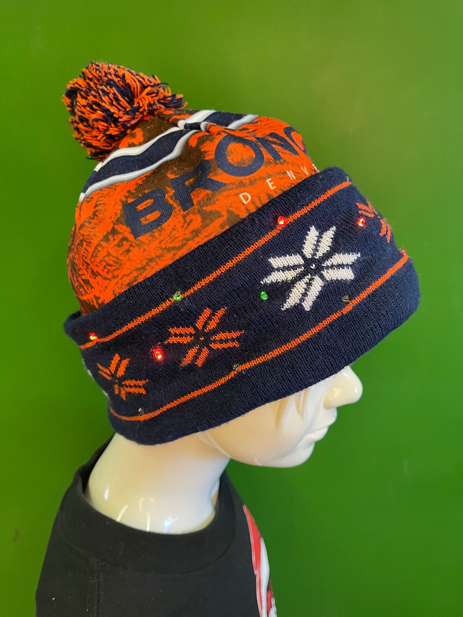 NFL Denver Broncos FOCO Light-Up Winter Woolly Bobble Hat OSFM