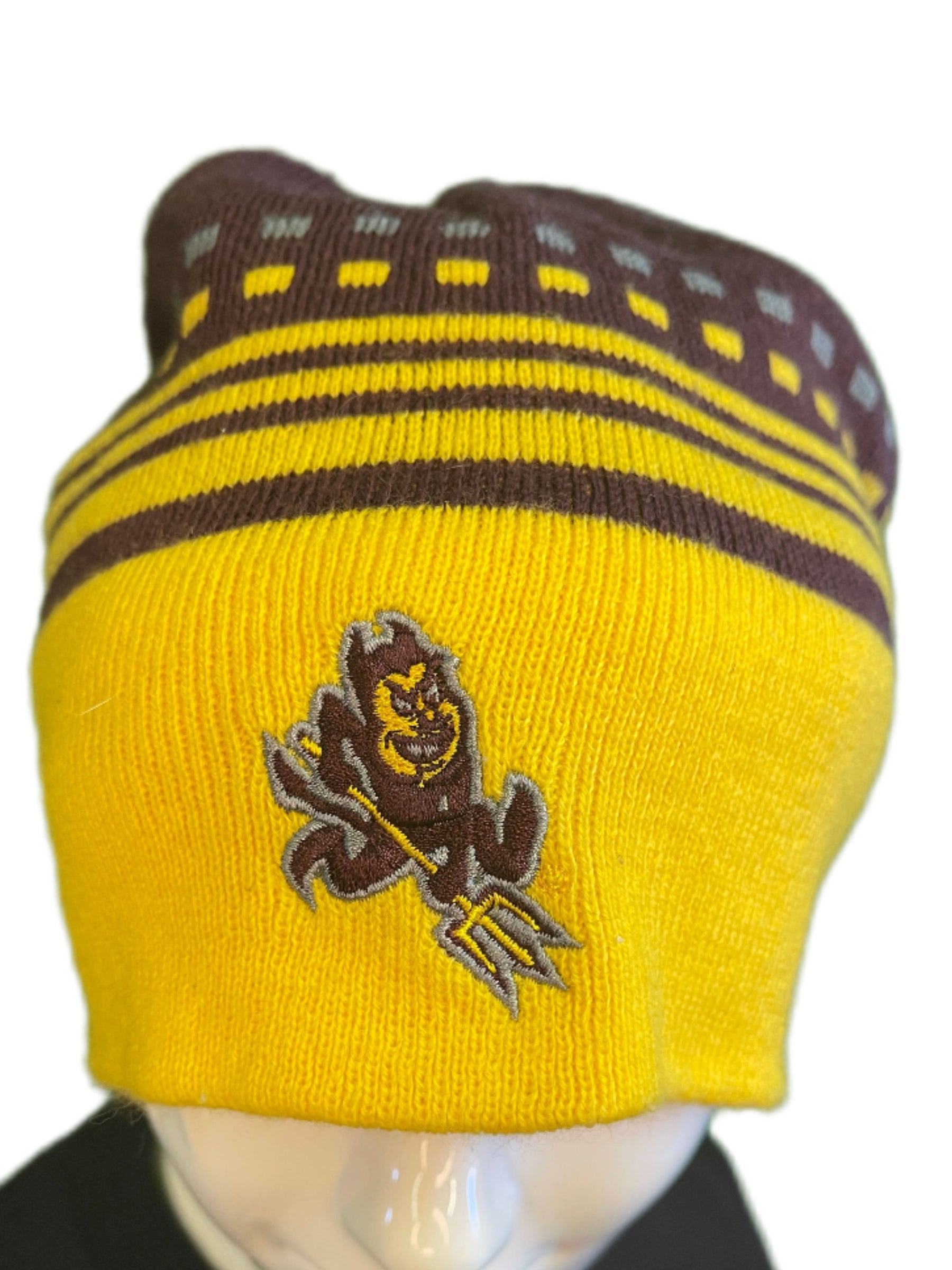 NCAA Arizona State Sun Devils Striped Beanie Woolly Hat OSFM
