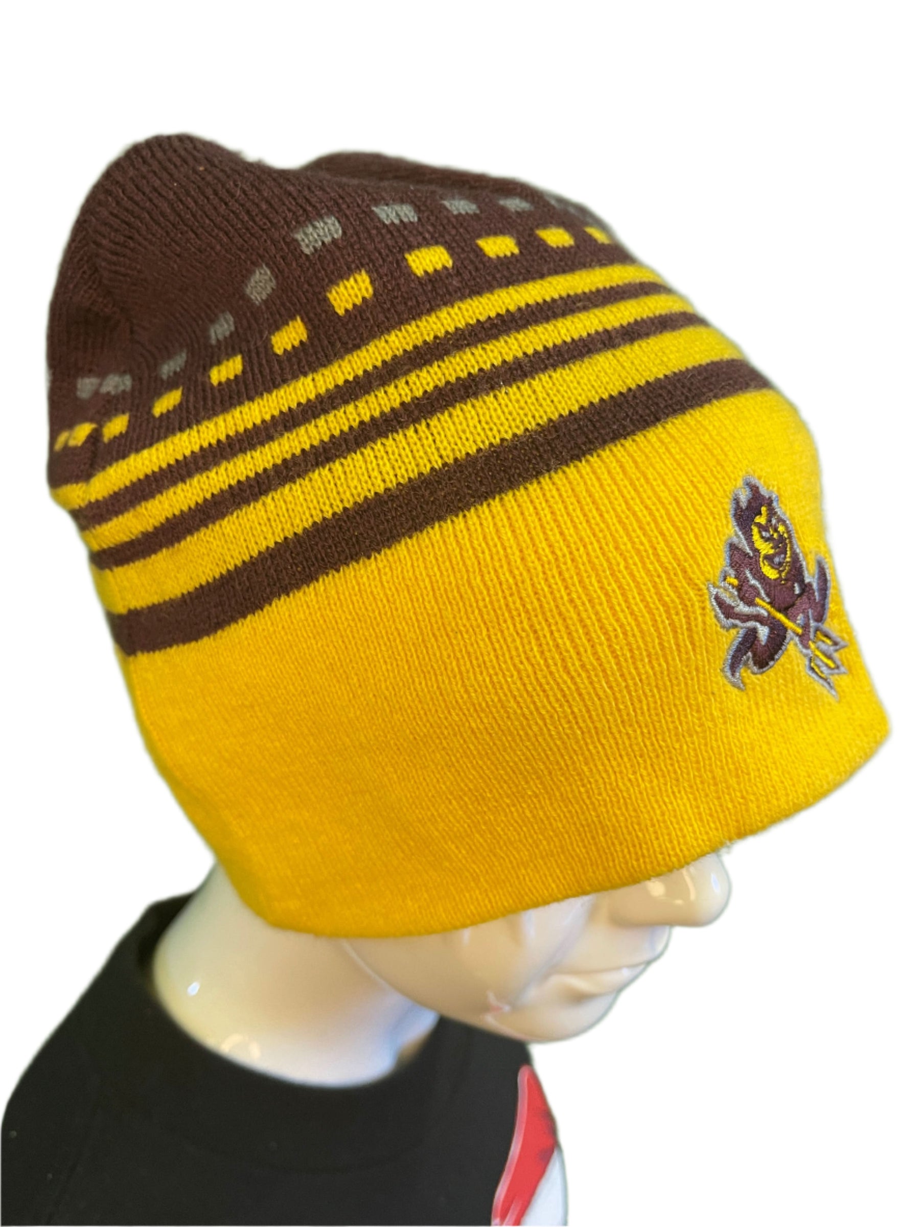NCAA Arizona State Sun Devils Striped Beanie Woolly Hat OSFM