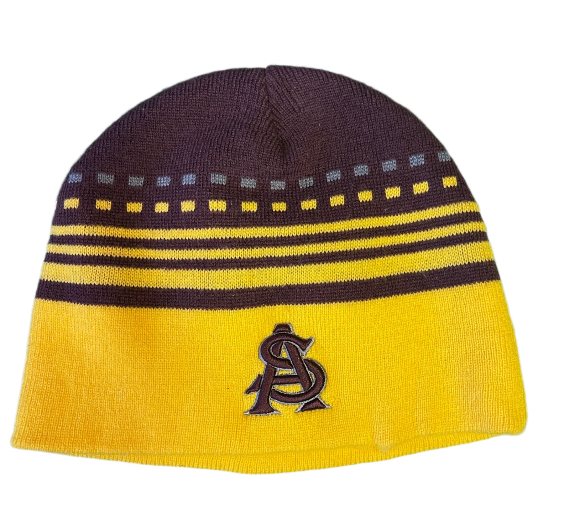 NCAA Arizona State Sun Devils Striped Beanie Woolly Hat OSFM