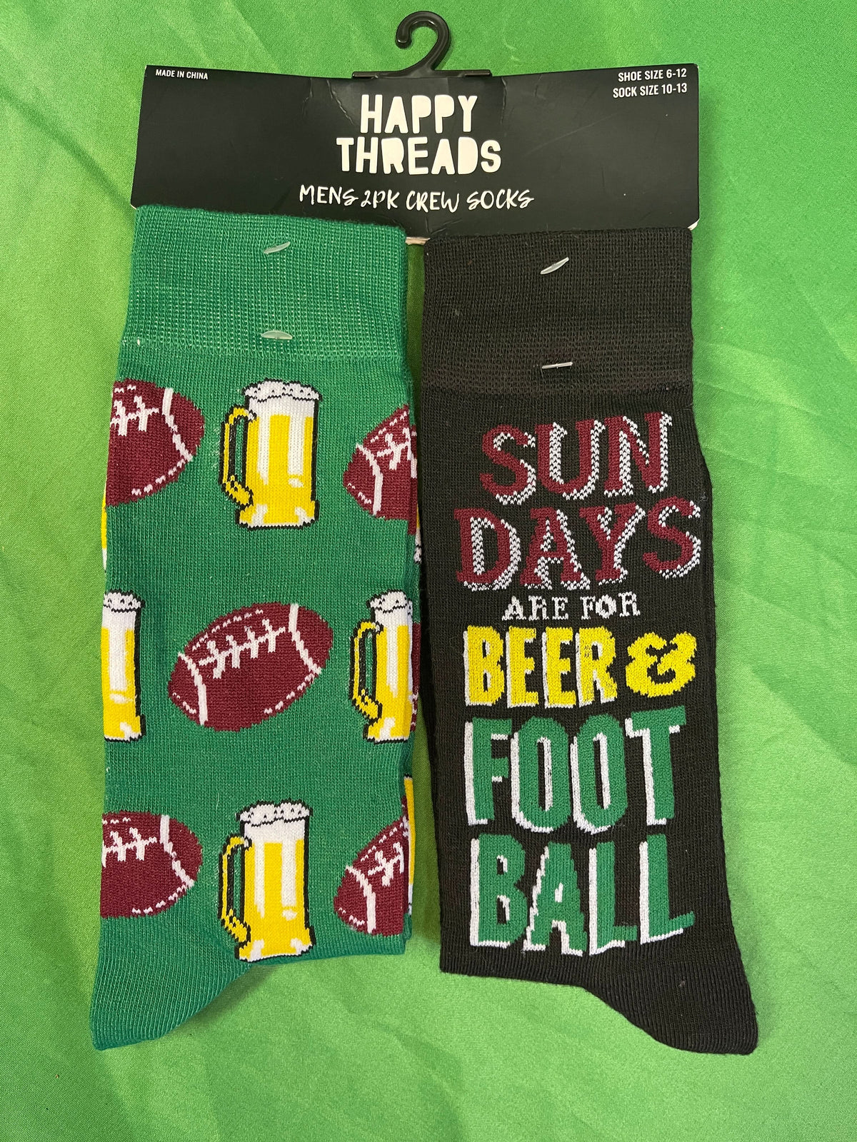 American Football Sundays Are for Beer & Football 2-Pc Socks NWT