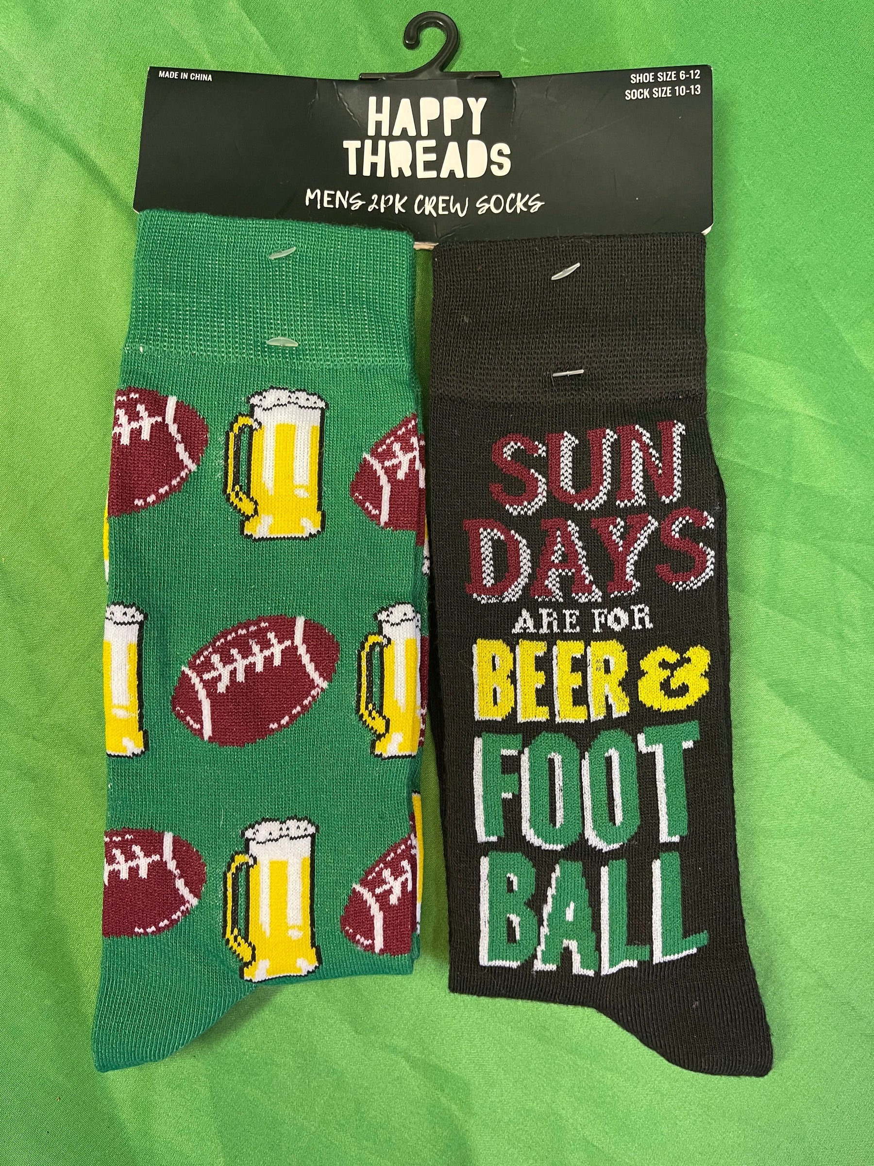 American Football Sundays Are for Beer & Football 2-Pc Socks NWT