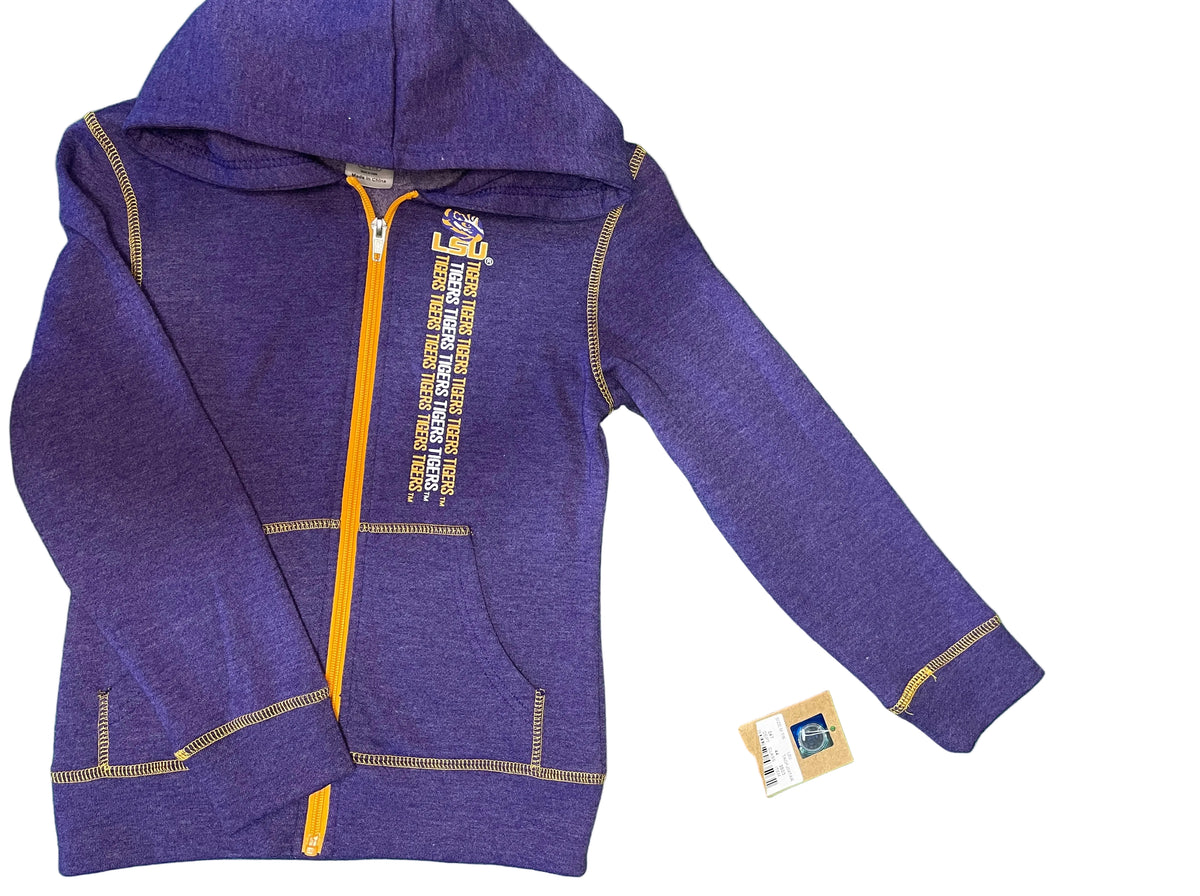 Louisiana State LSU Tigers Full Zip Hoodie Jacket Youth Small 7-8 NWT