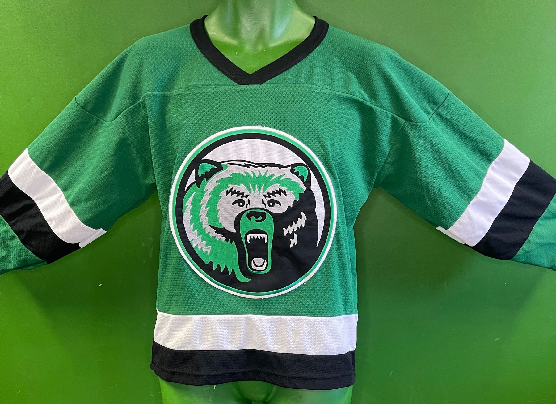 Green Bear Logo #10 L/S Hockey Jersey Youth X-Large