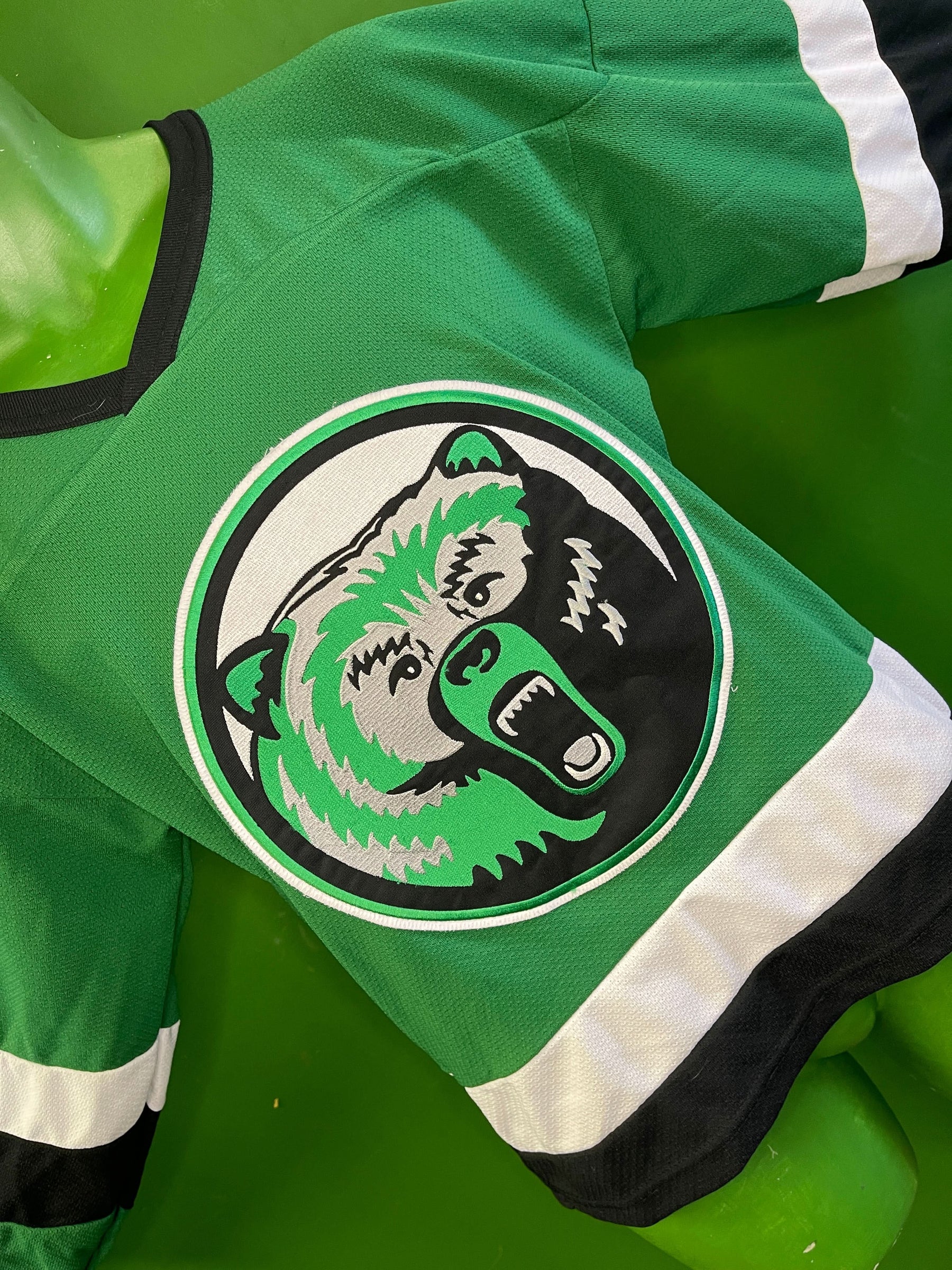 Green Bear Logo #10 L/S Hockey Jersey Youth X-Large