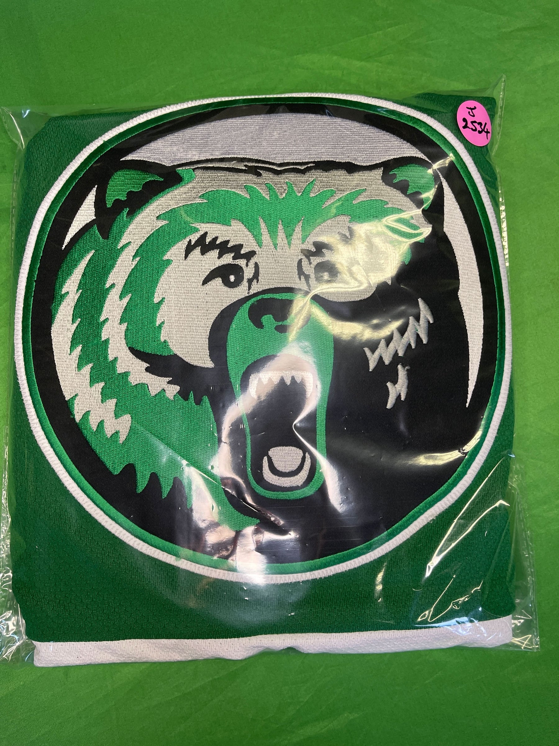 Green Bear Logo #10 L/S Hockey Jersey Youth X-Large