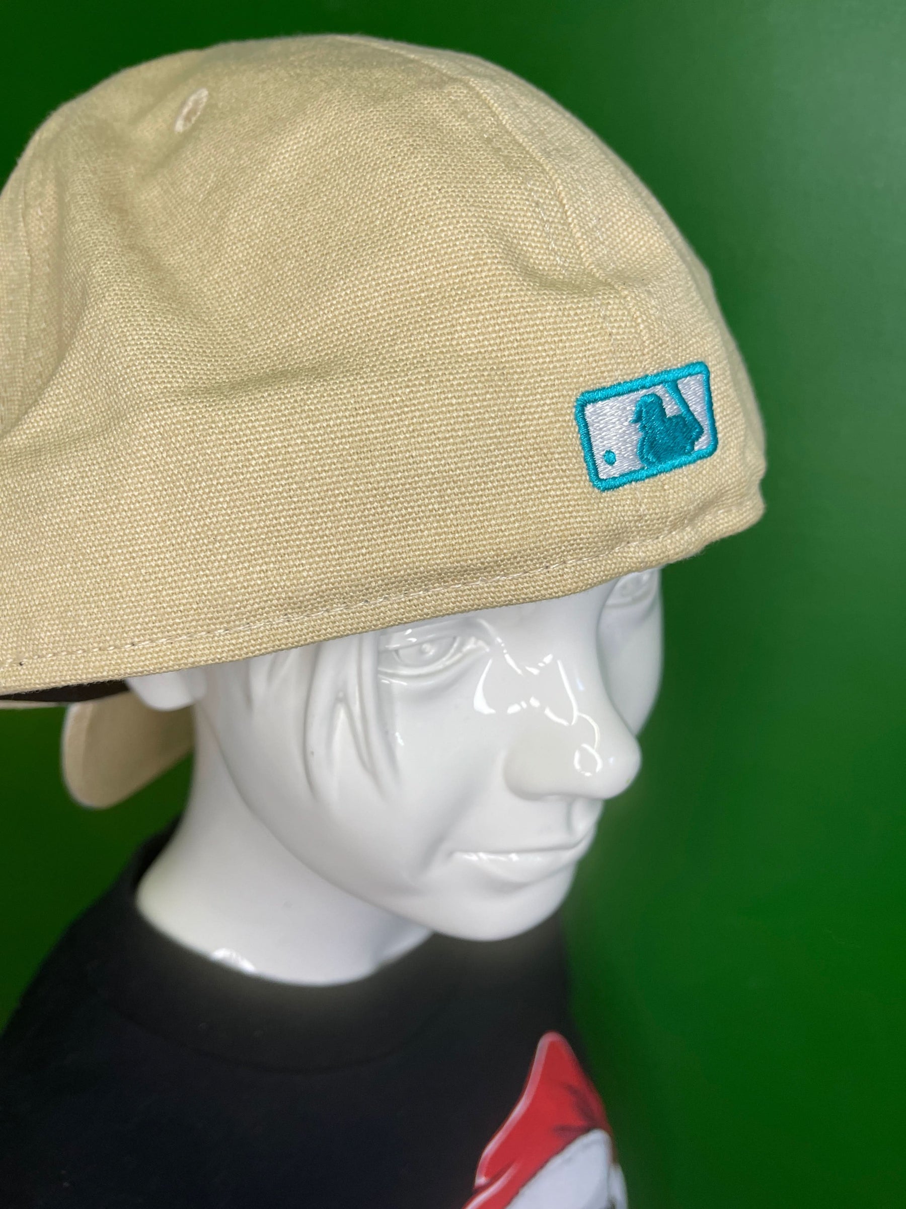 MLB New York Yankees New Era 59FIFTY Beige Aqua Striped Baseball Hat/Cap 7-3/4