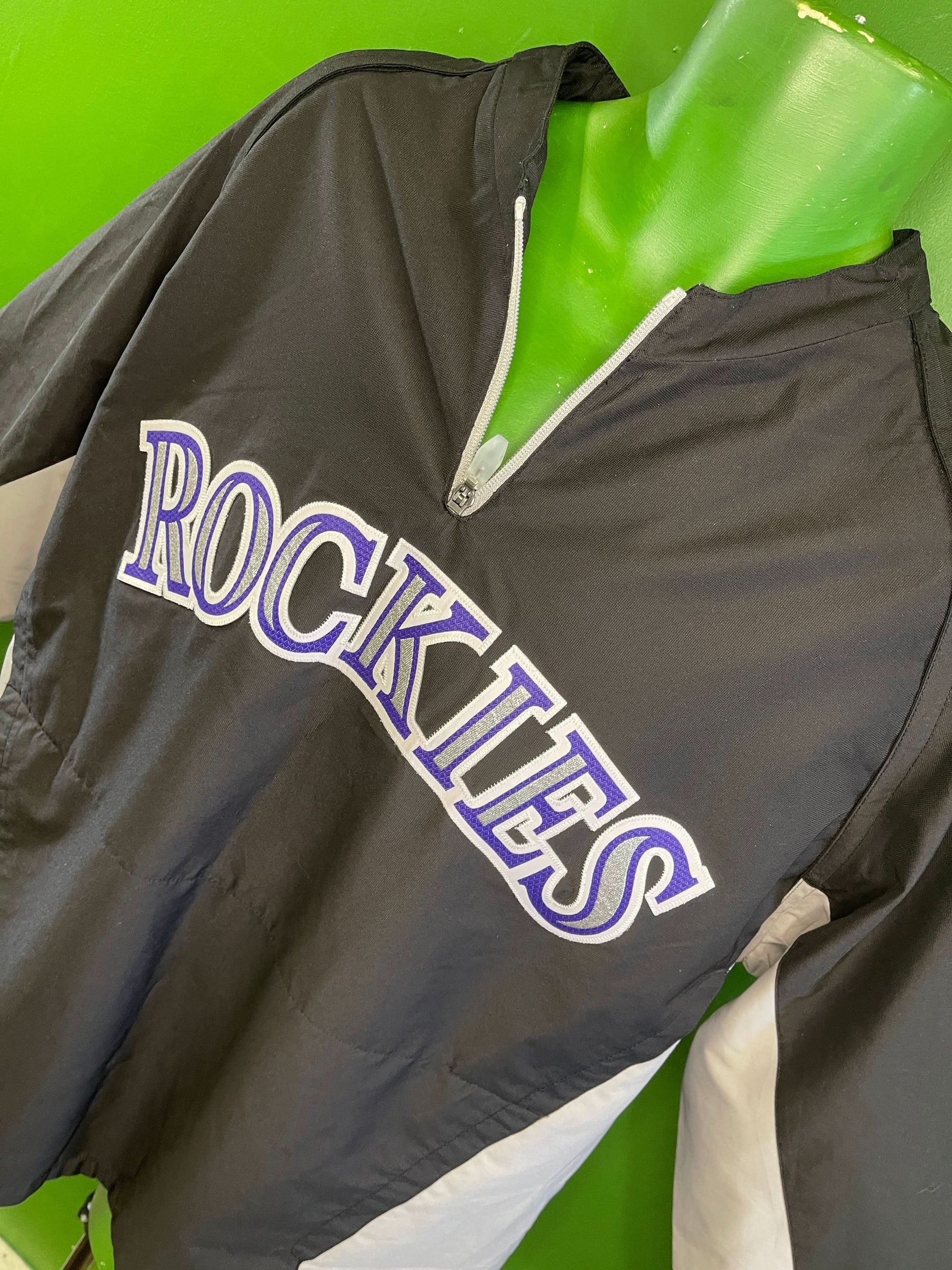 MLB Colorado Rockies Majestic Cool Base 1/4 Zip Pullover Rain Jacket Men's Large