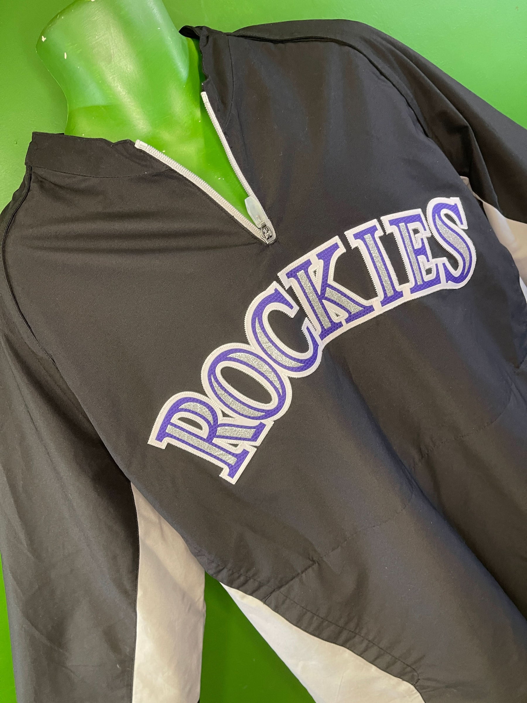 MLB Colorado Rockies Majestic Cool Base 1/4 Zip Pullover Rain Jacket Men's Large