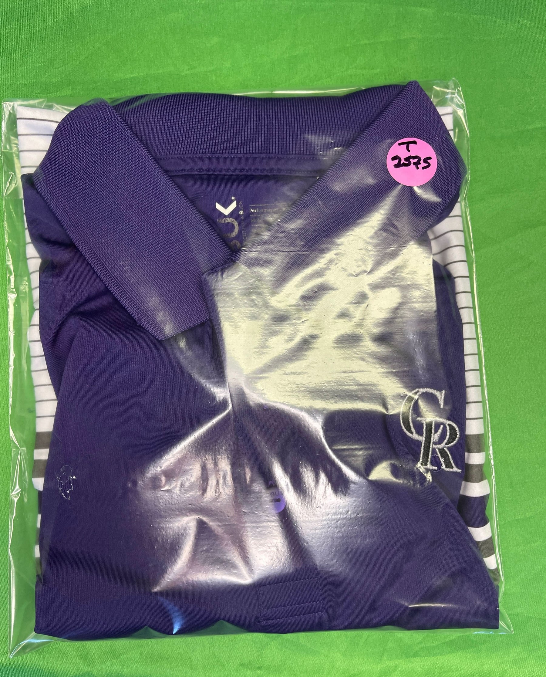 MLB Colorado Rockies Striped Polo Golf Shirt Men's Large