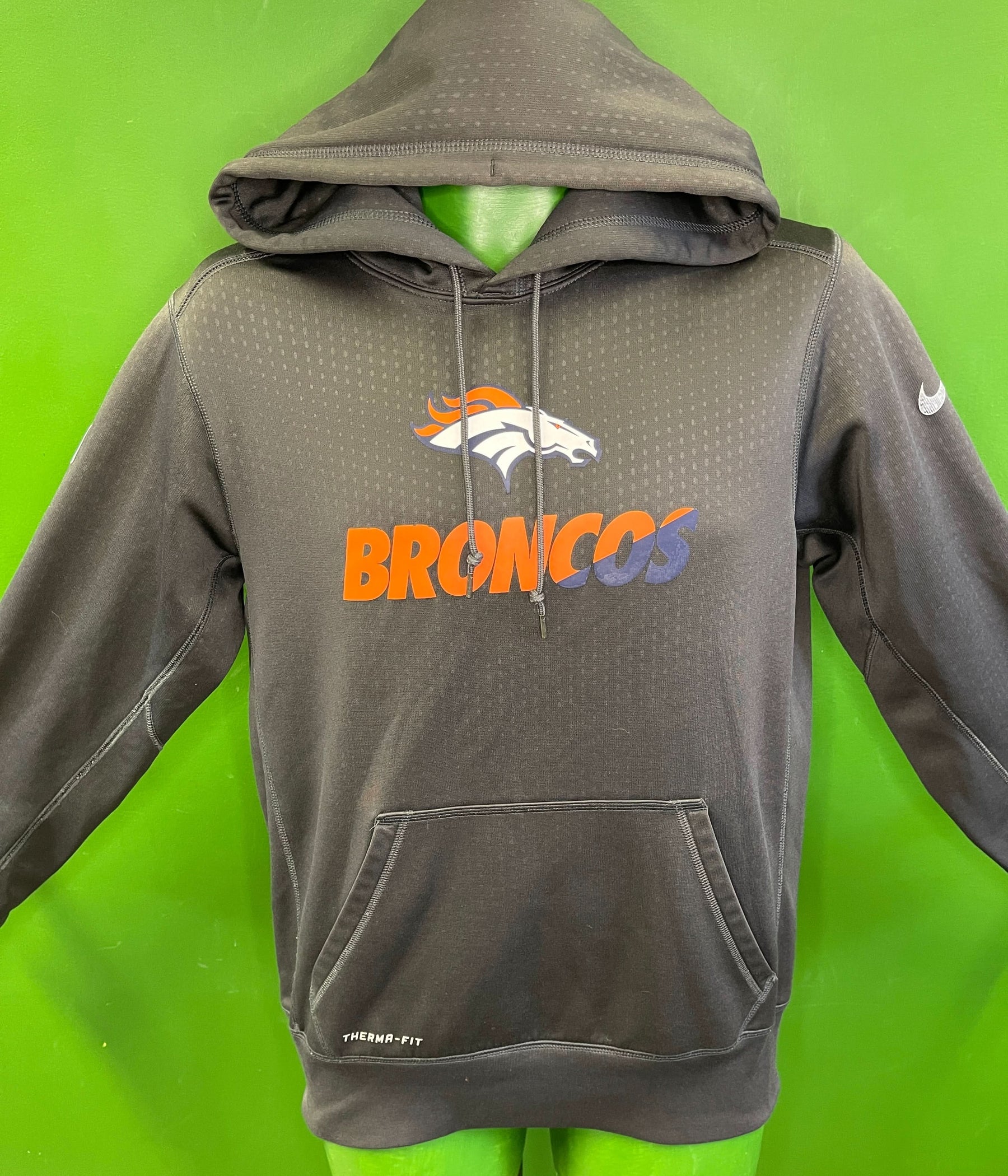 NFL Denver Broncos Therma-Fit Pullover Hoodie Grey Men's Small