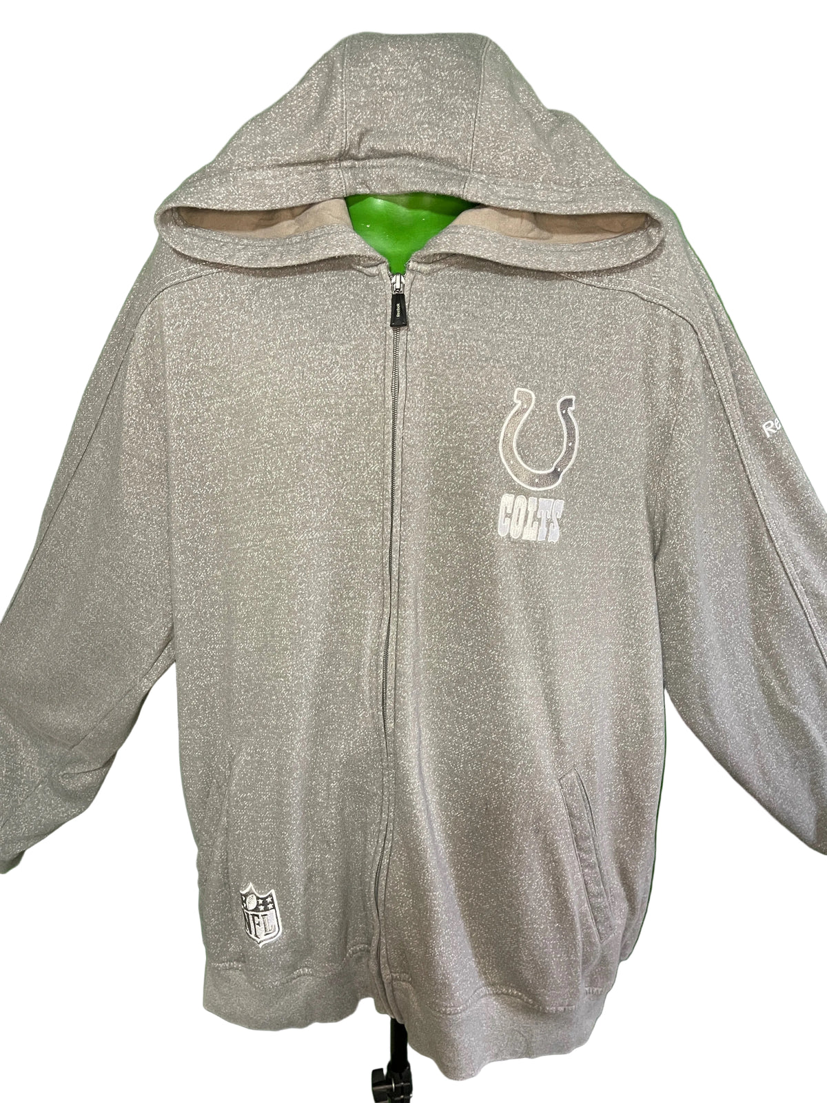 NFL Indianapolis Colts NFL On Field Reebok Grey Full Zip Hoodie Men's X-Large